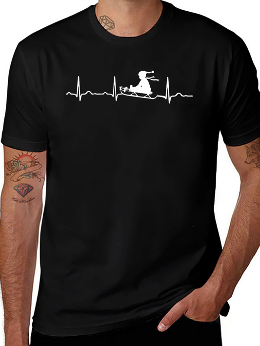 Sledding Heartbeat T-Shirt - Black