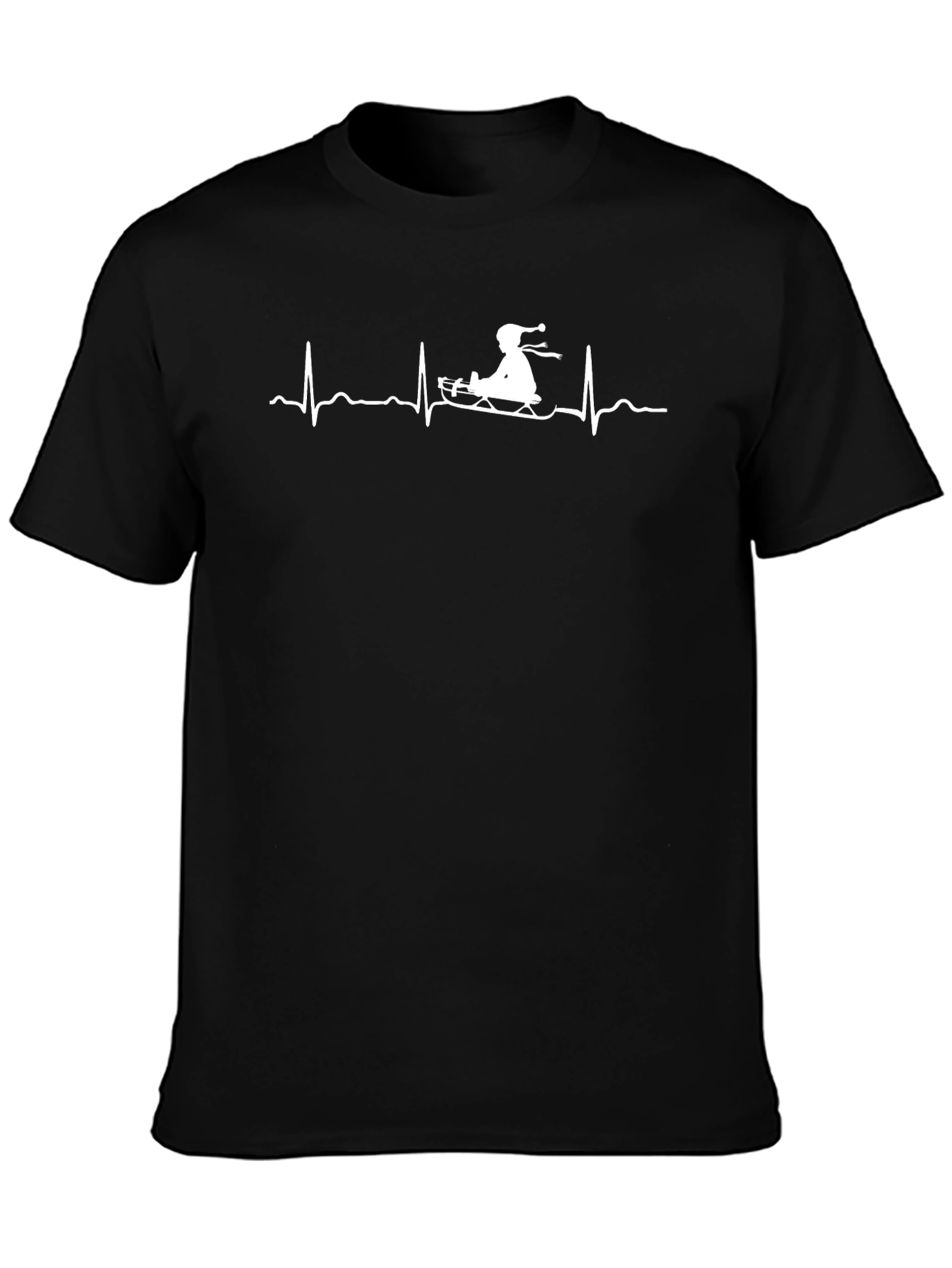 Sledding Heartbeat T-Shirt - Black