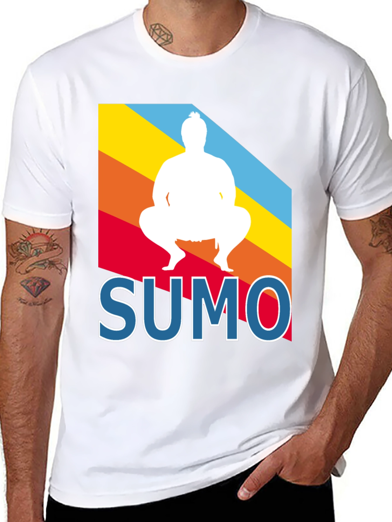Sumo Wrestler Graphic Tee - Retro Style Mens T-Shirt