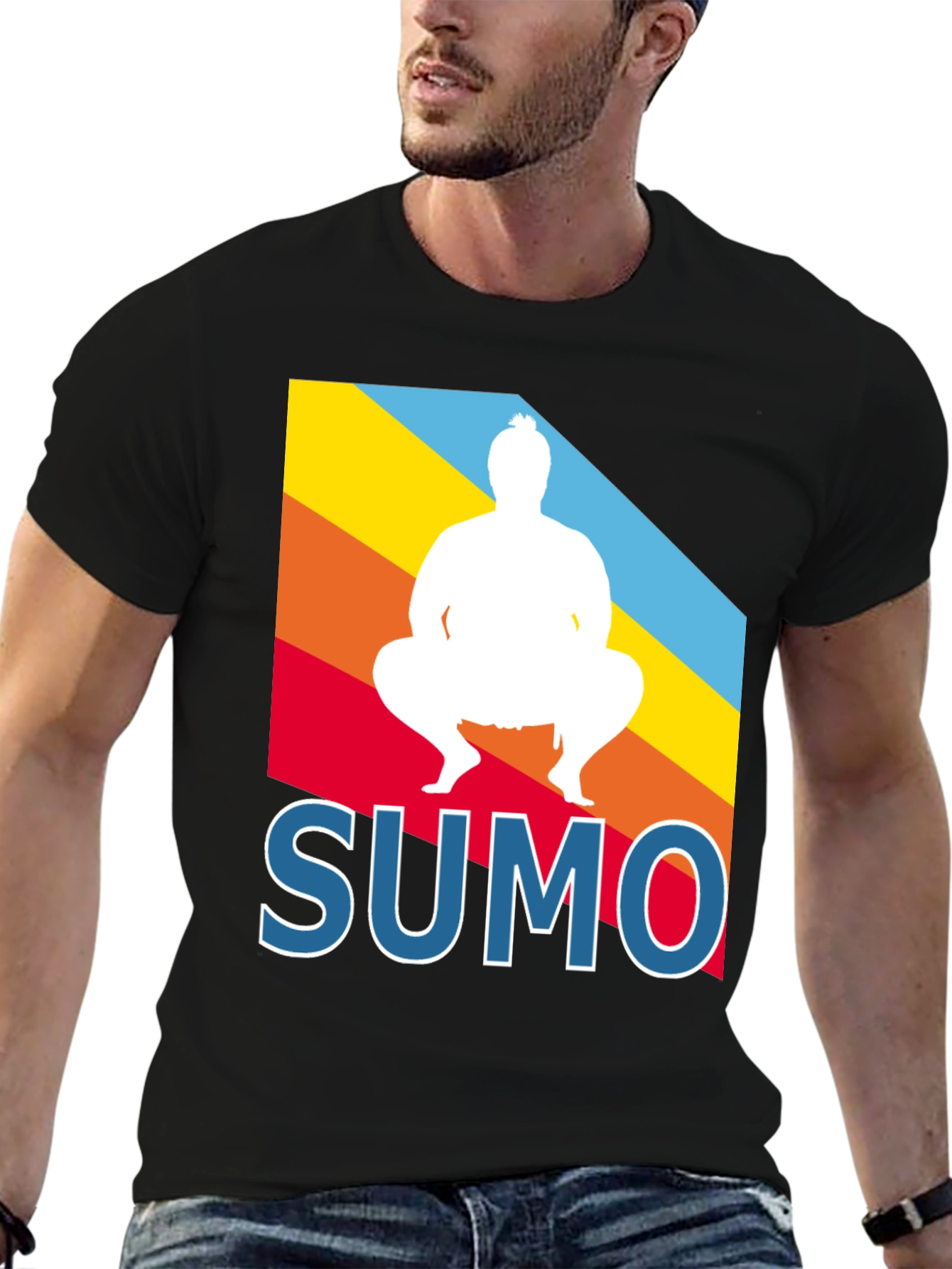 Sumo Wrestler Graphic Tee - Retro Style Mens T-Shirt