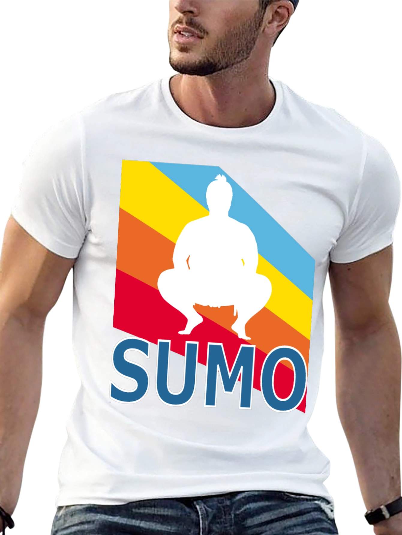 Sumo Wrestler Graphic Tee - Retro Style Mens T-Shirt