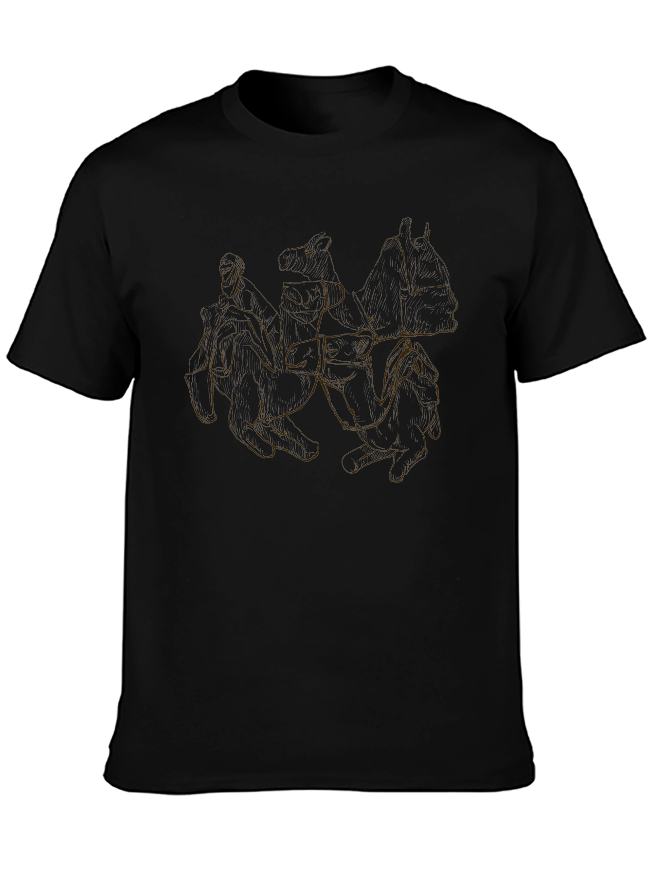 Abstract Graphic Tee - Black Crew Neck Shirt