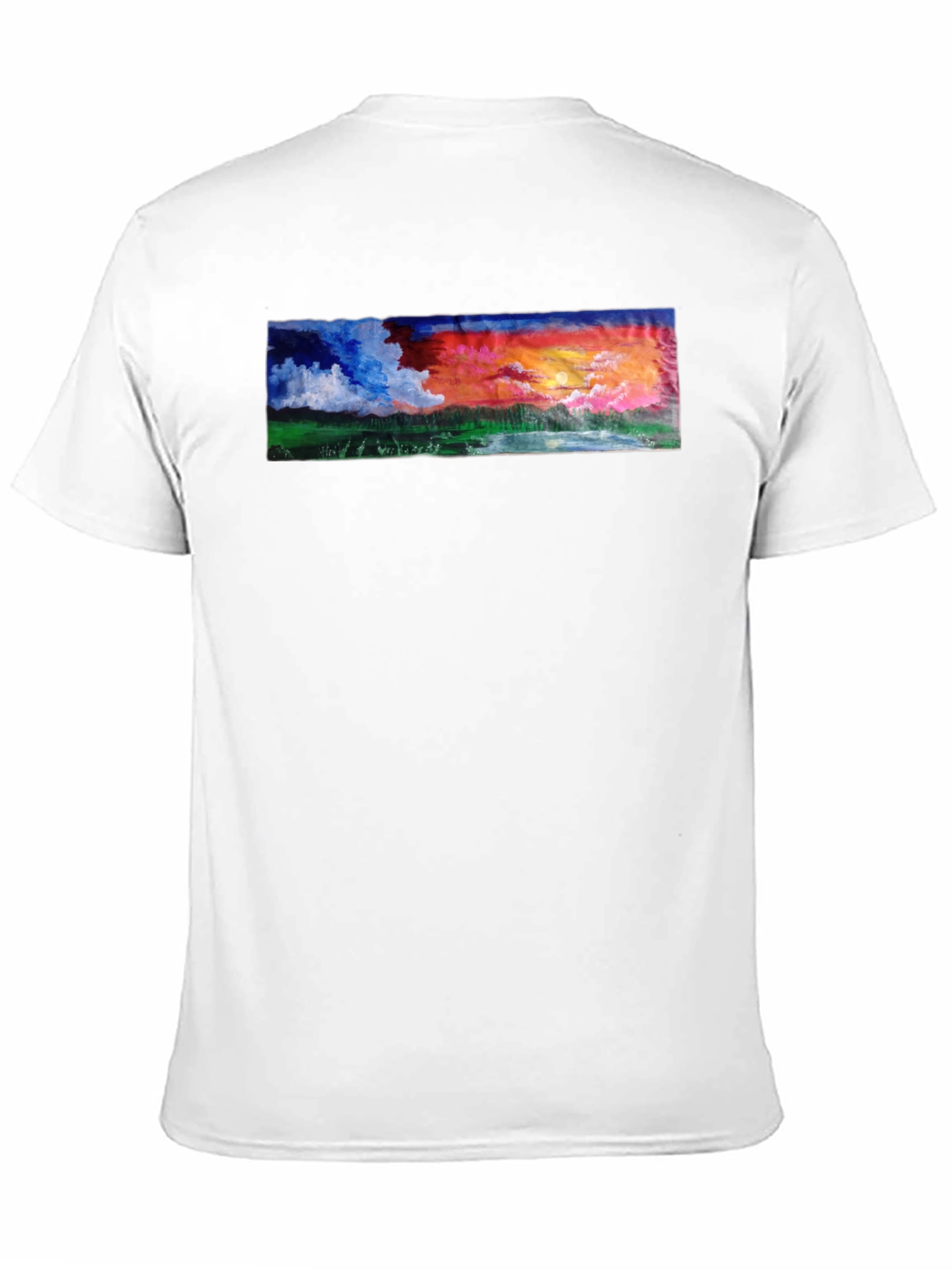 Sunset Landscape Graphic Tee - Black Cotton T-Shirt