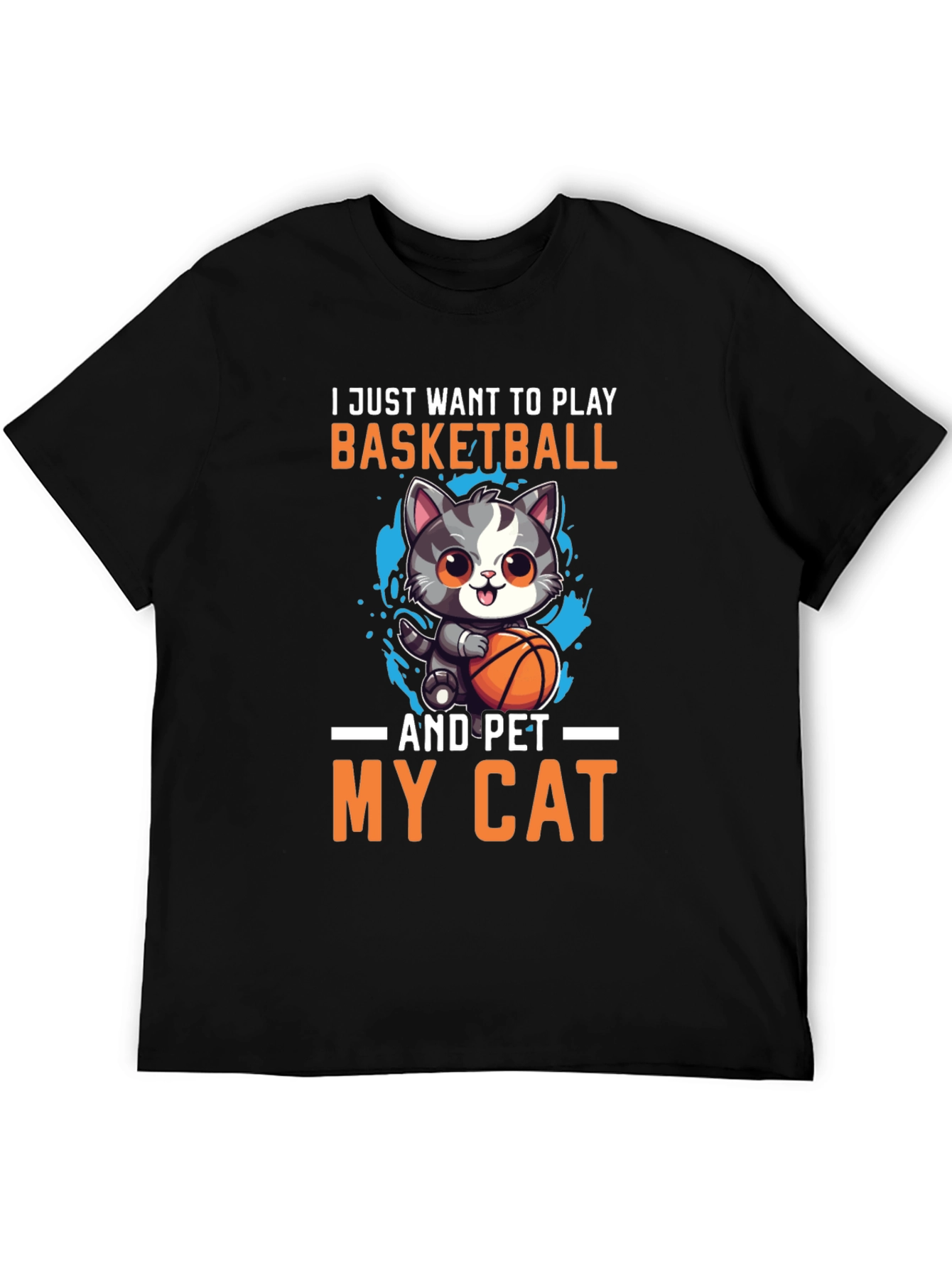 Basketball & Cats Graphic T-Shirt
