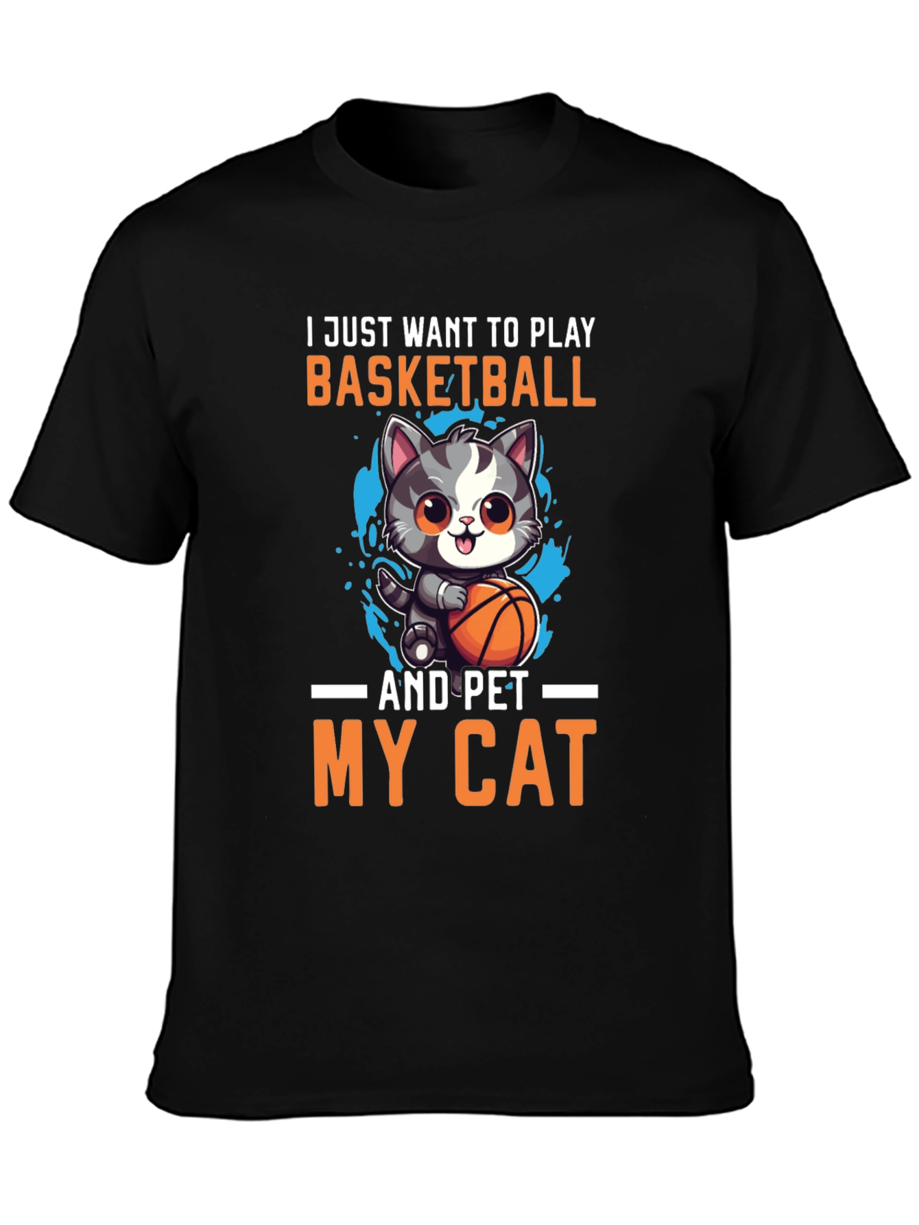 Basketball & Cats Graphic T-Shirt