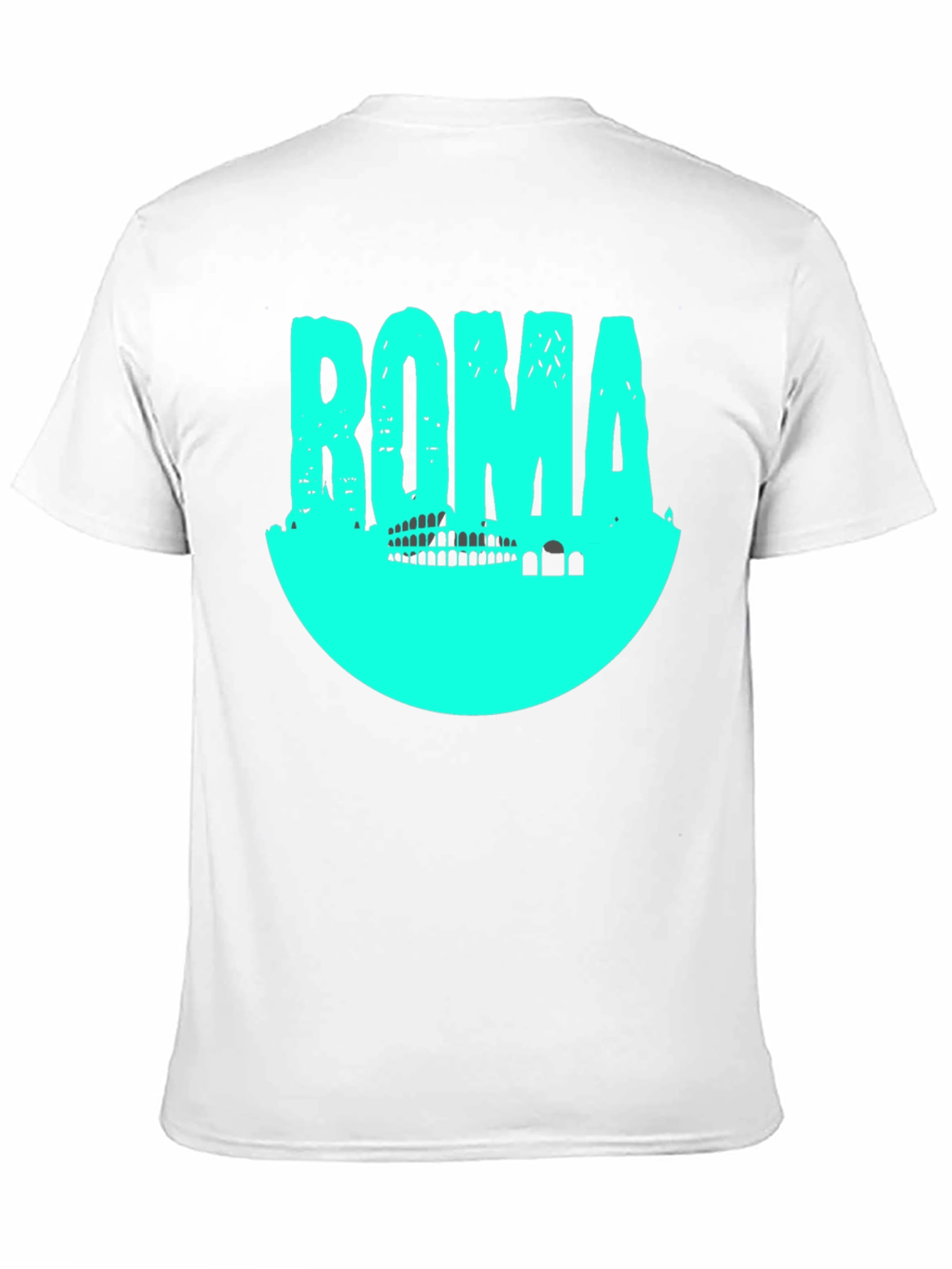 Roma Graphic T-Shirt - Black with Aqua Print