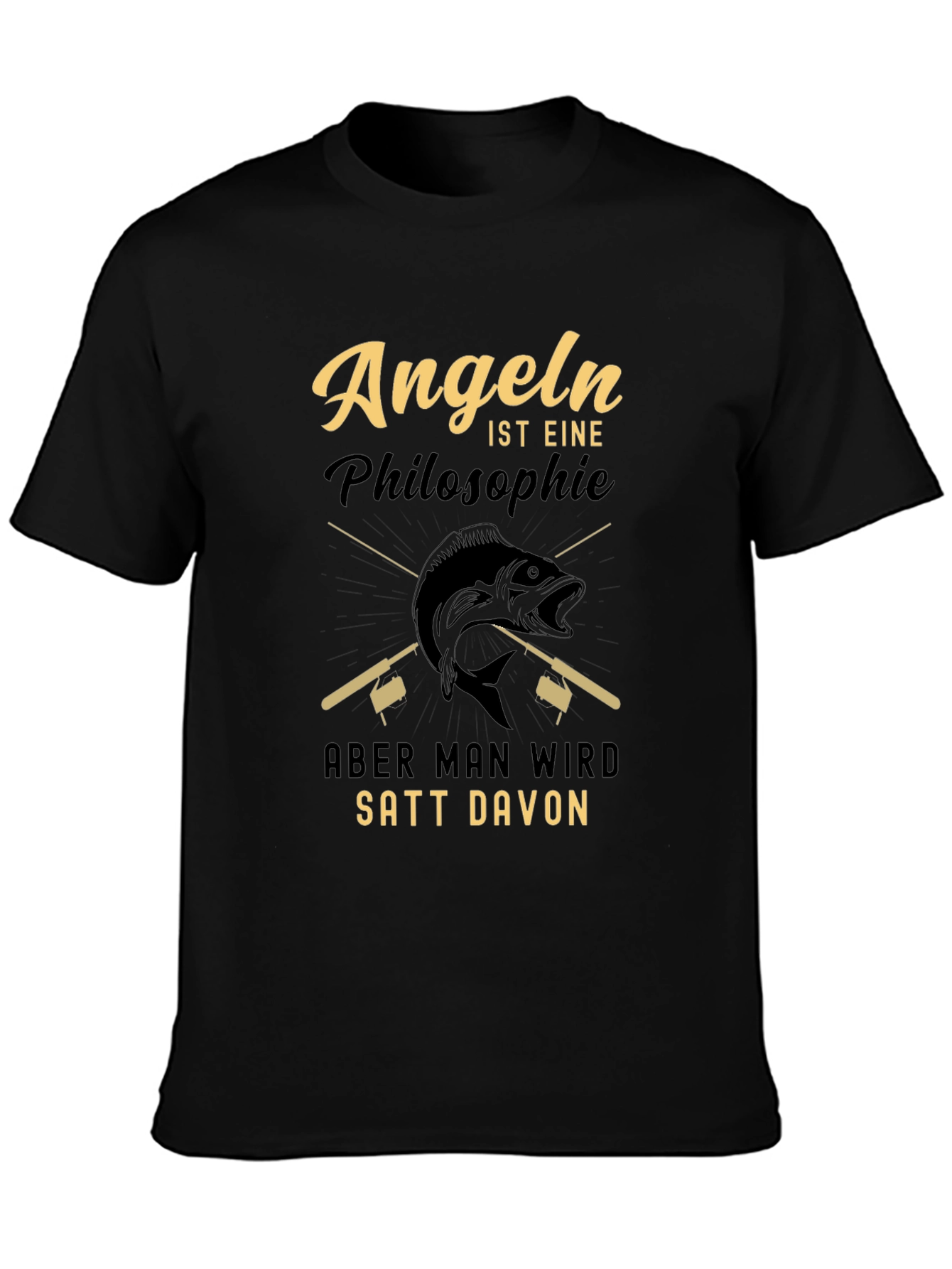 Angeln Philosophie Graphic Tee - Black Cotton