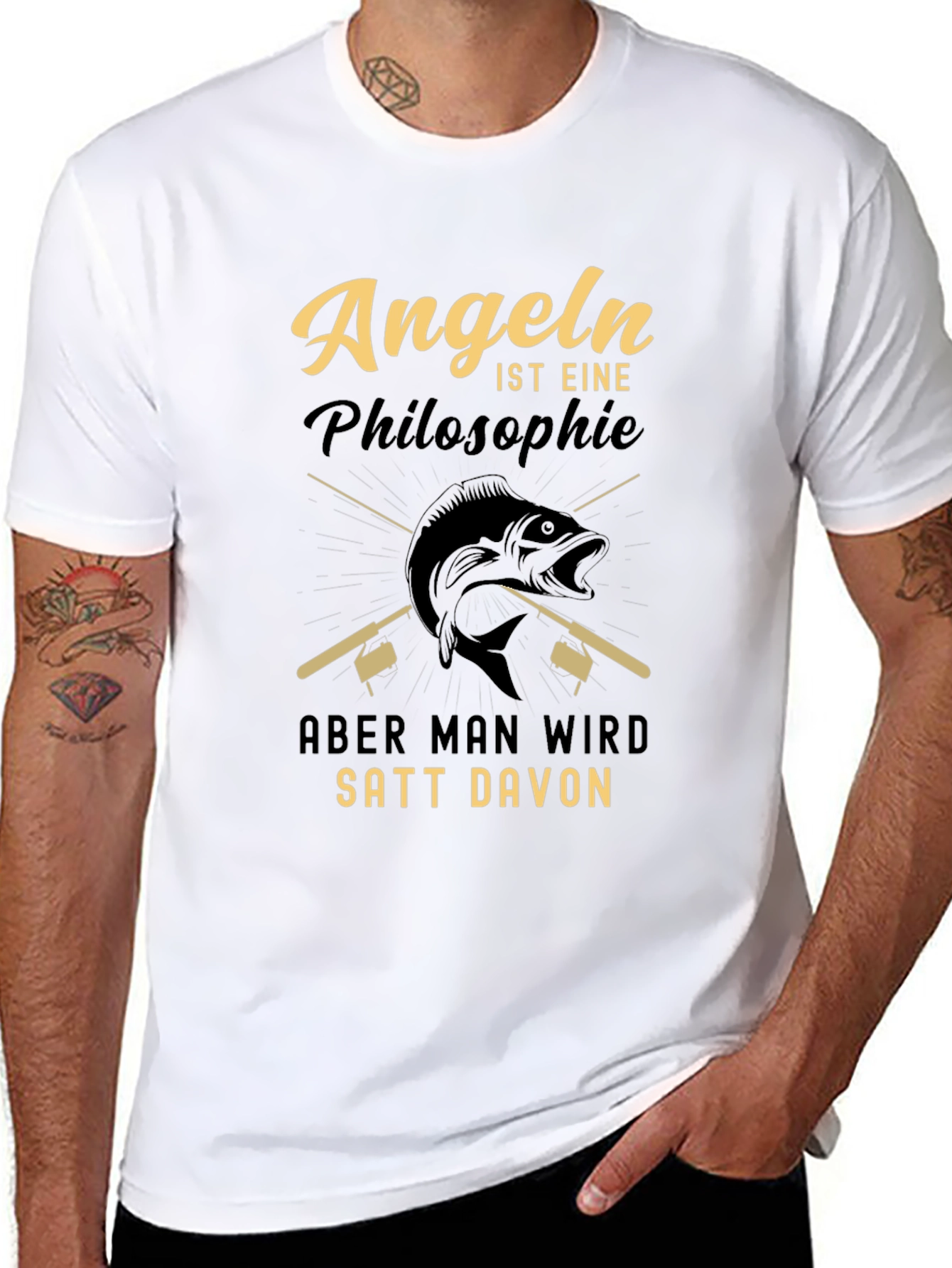 Angeln Philosophie Graphic Tee - Black Cotton
