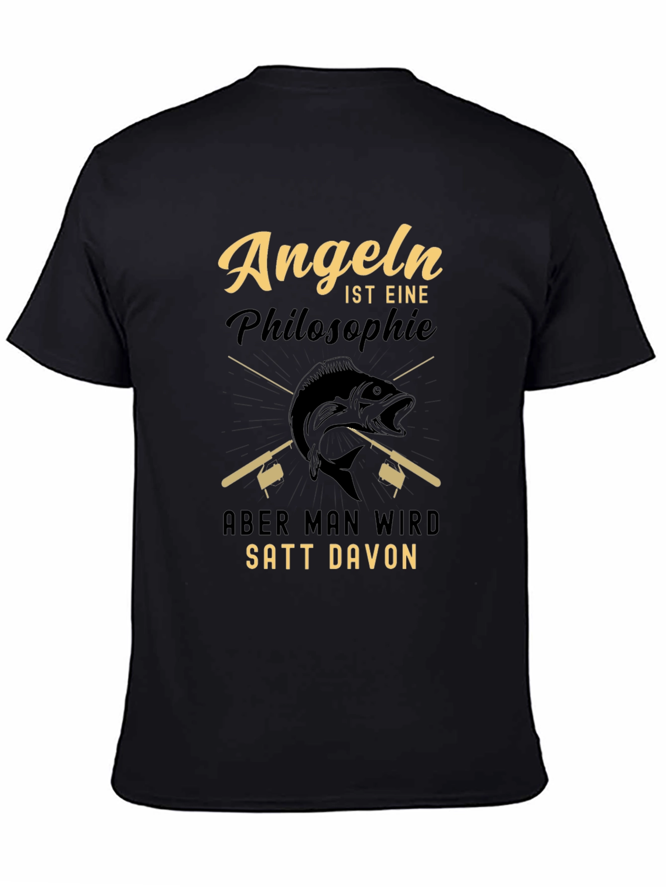 Angeln Philosophie Graphic Tee - Black Cotton