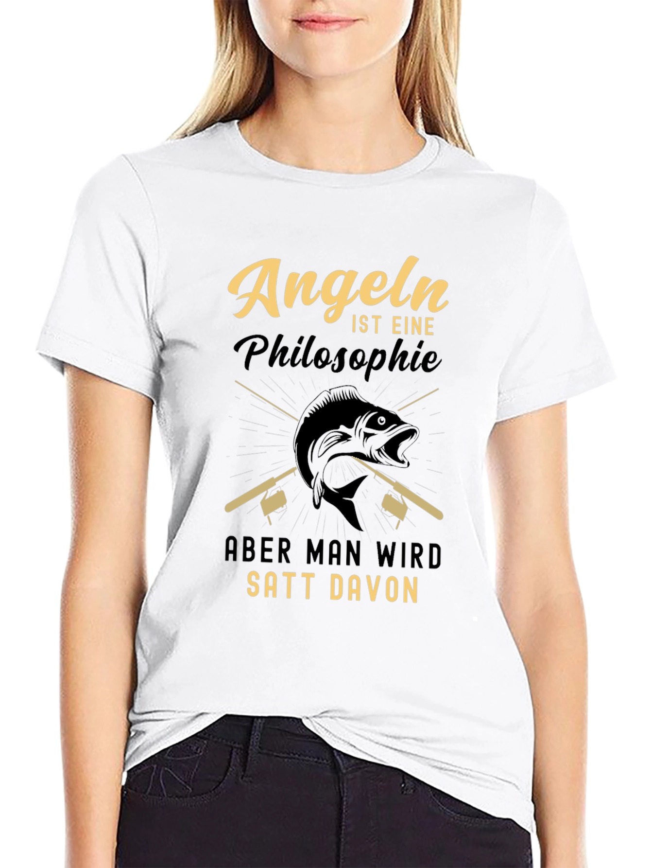 Angeln Philosophie Graphic Tee - Black Cotton