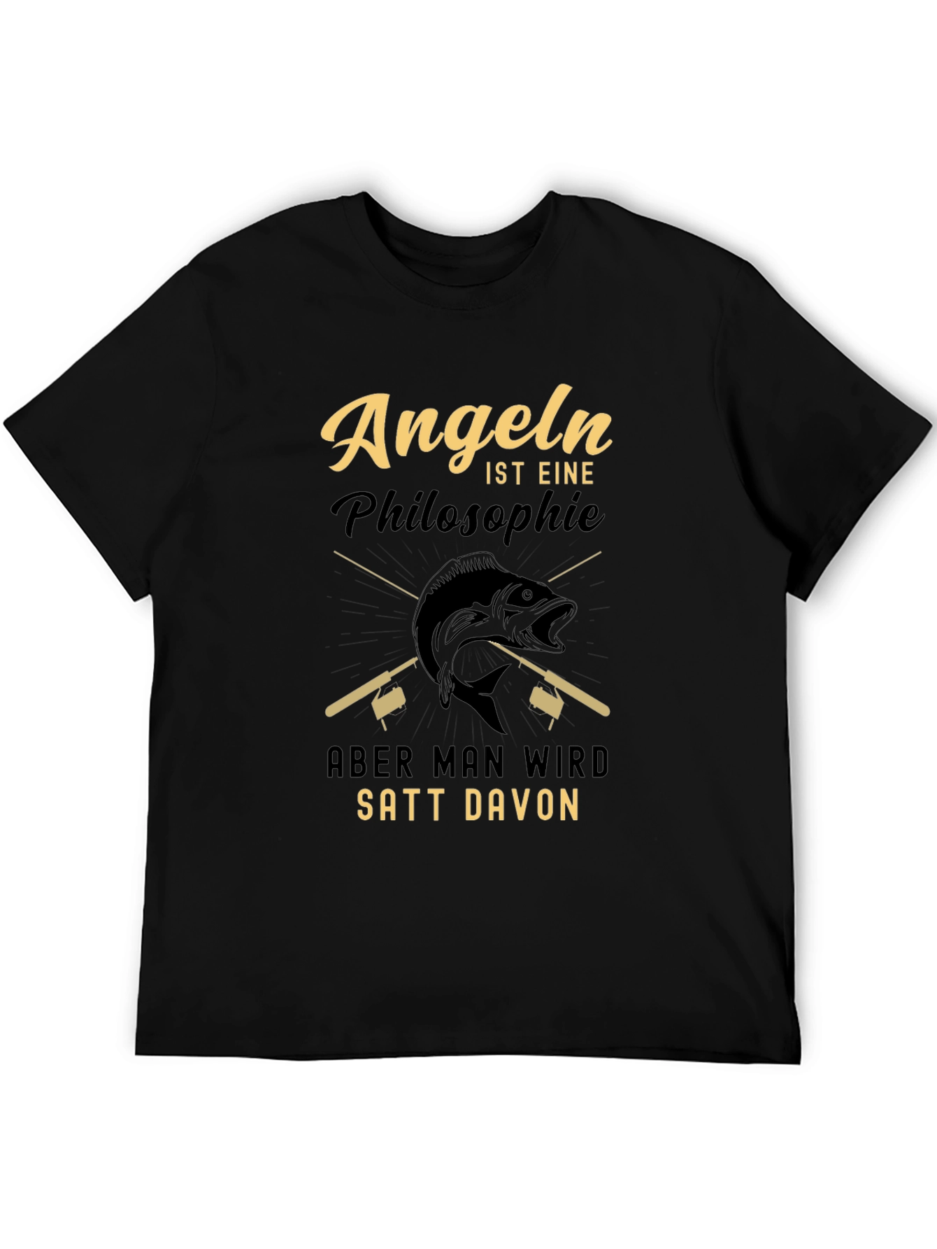 Angeln Philosophie Graphic Tee - Black Cotton
