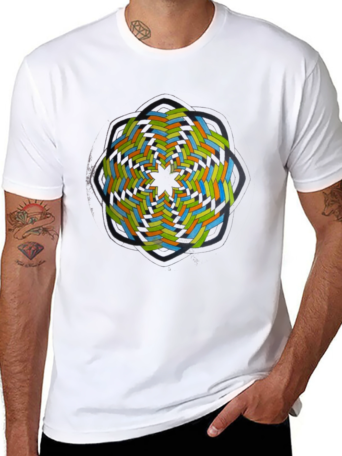 Abstract Geometric Graphic Tee - Black
