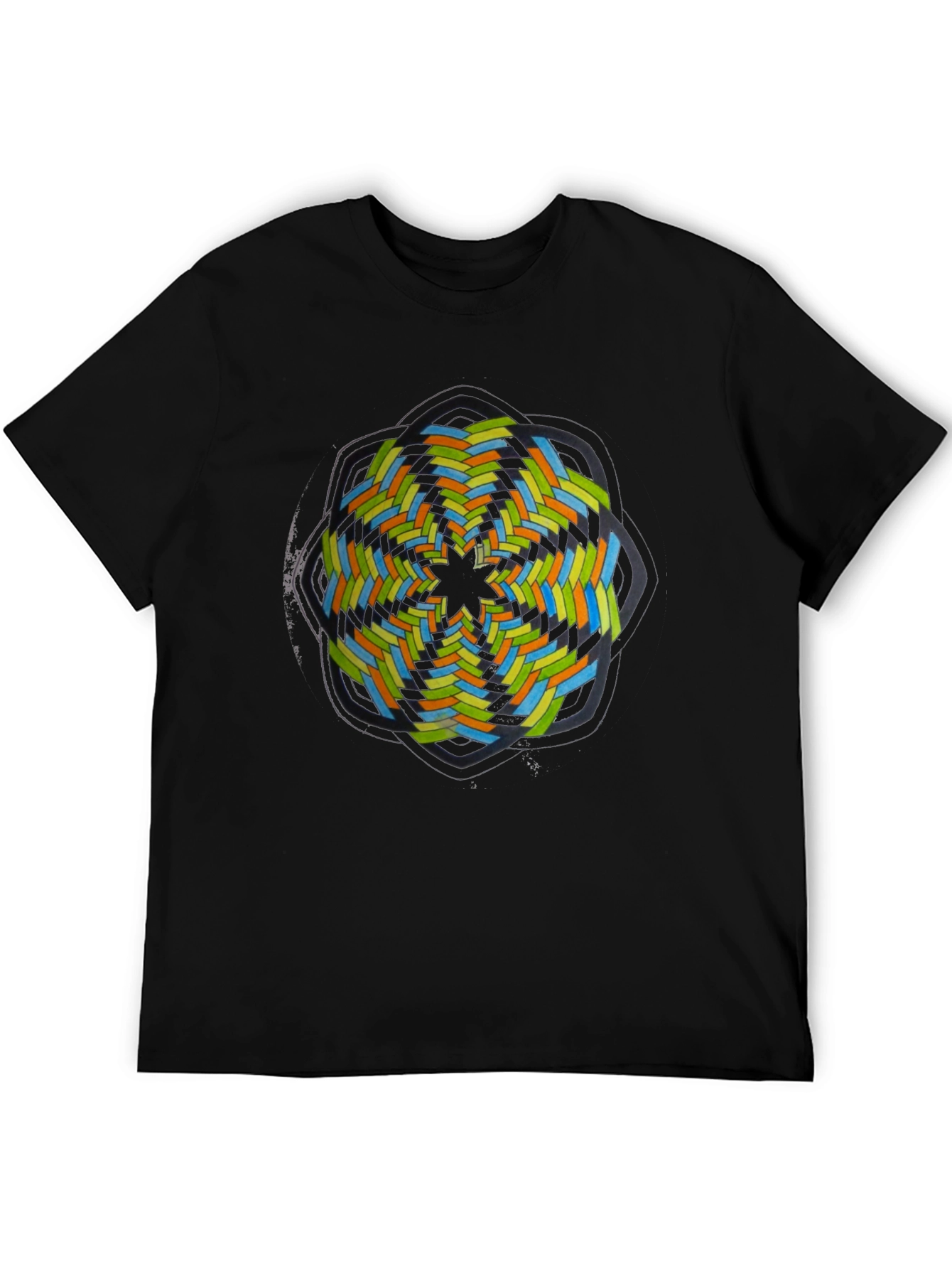 Abstract Geometric Graphic Tee - Black