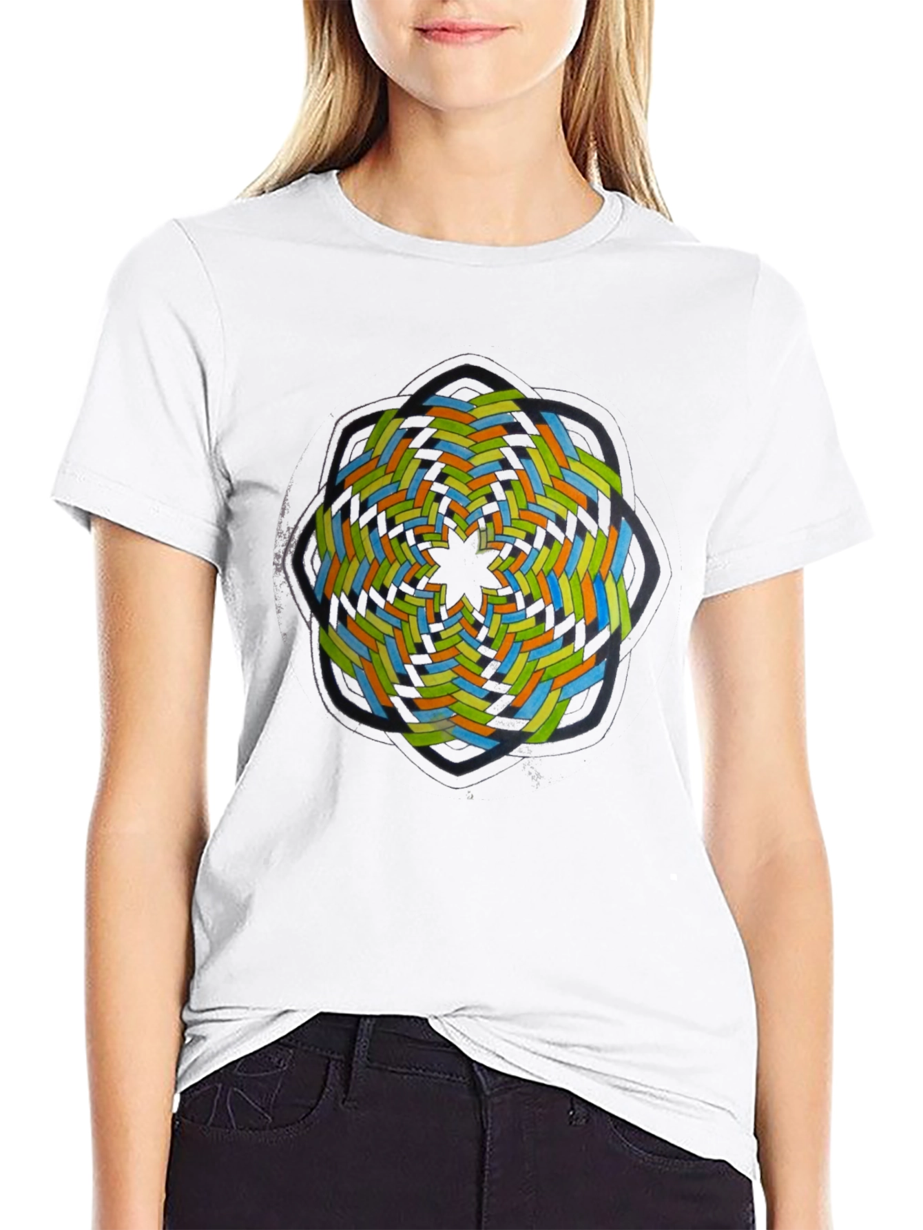 Abstract Geometric Graphic Tee - Black