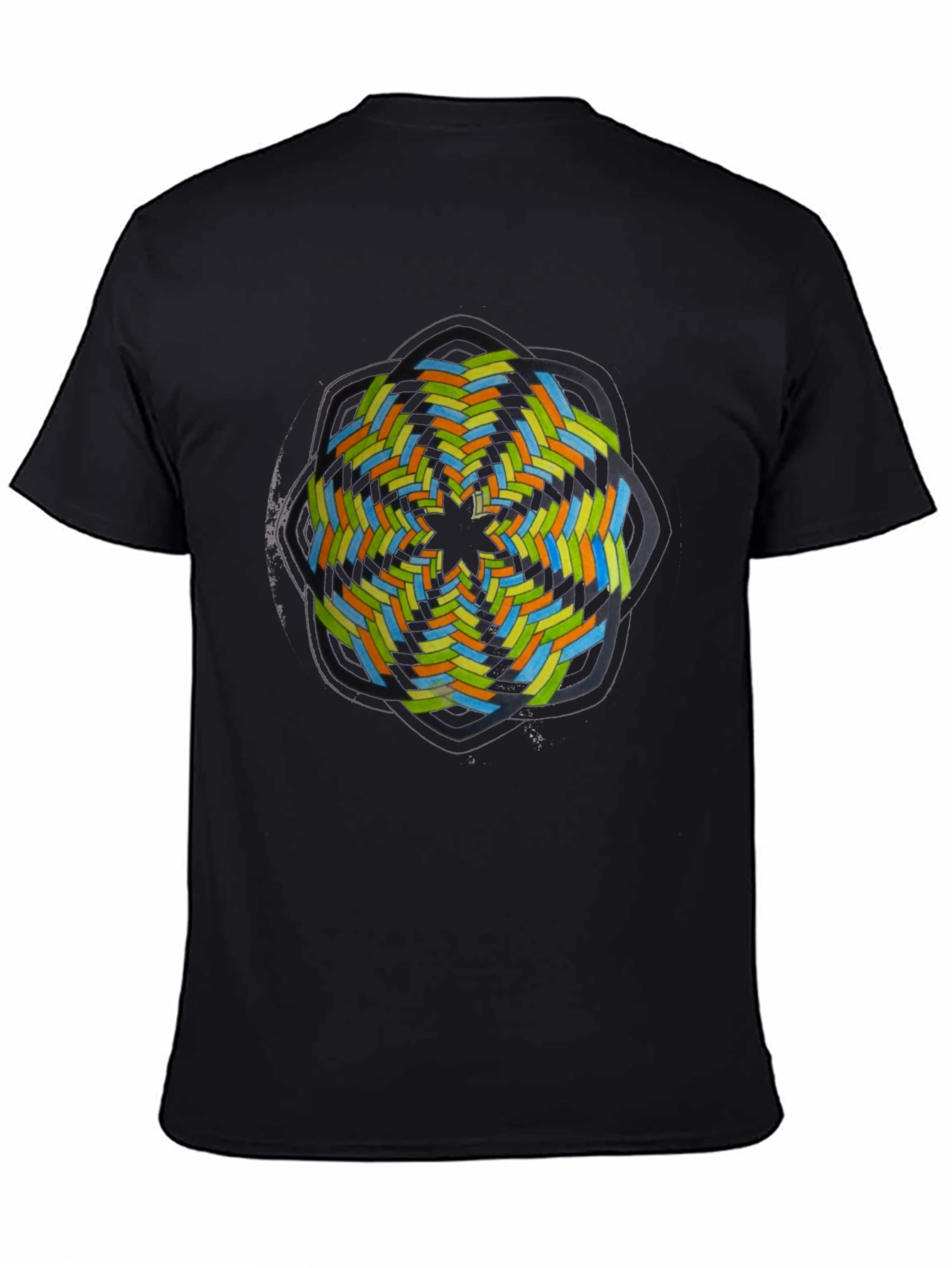 Abstract Geometric Graphic Tee - Black