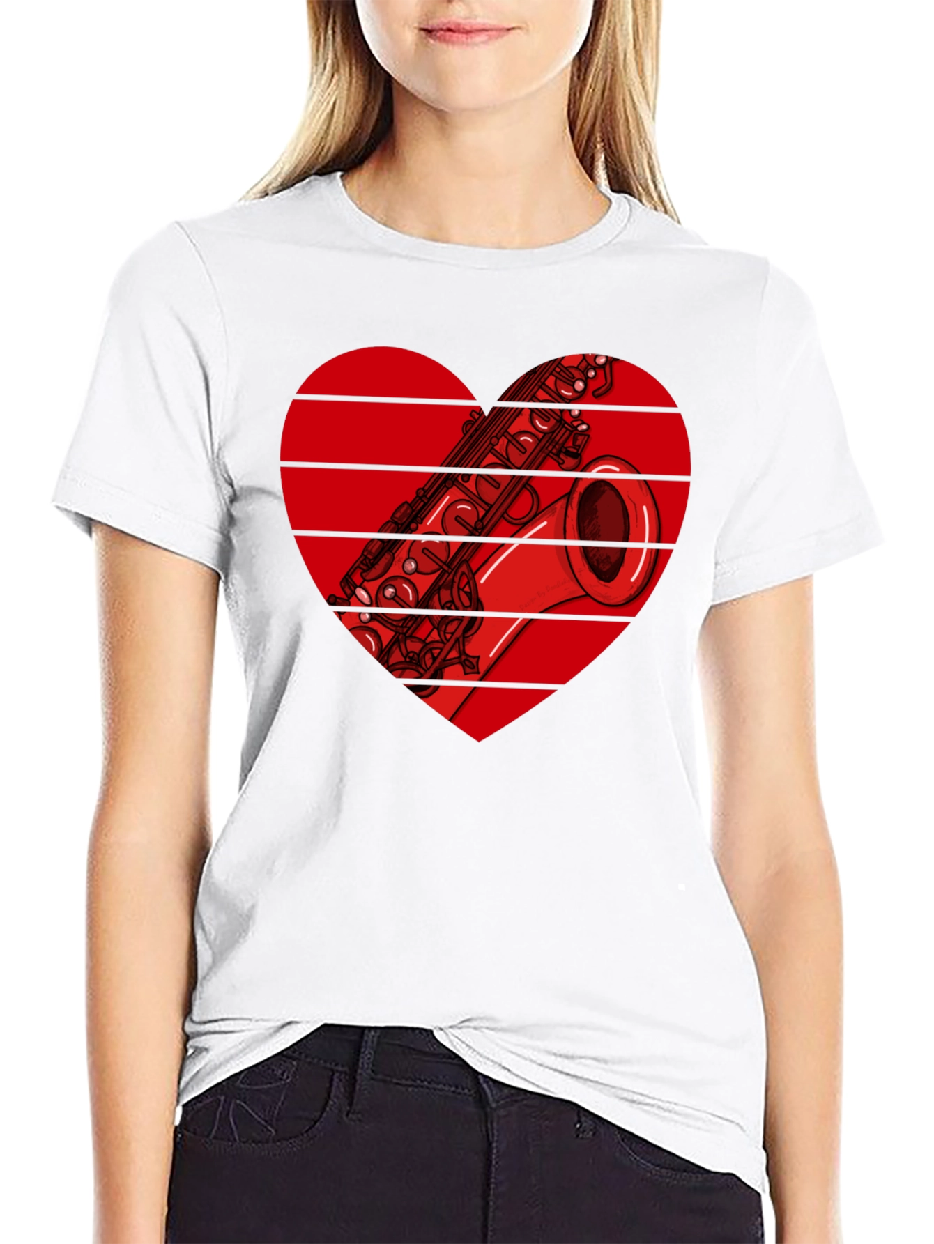 Saxophone Heart Graphic T-Shirt