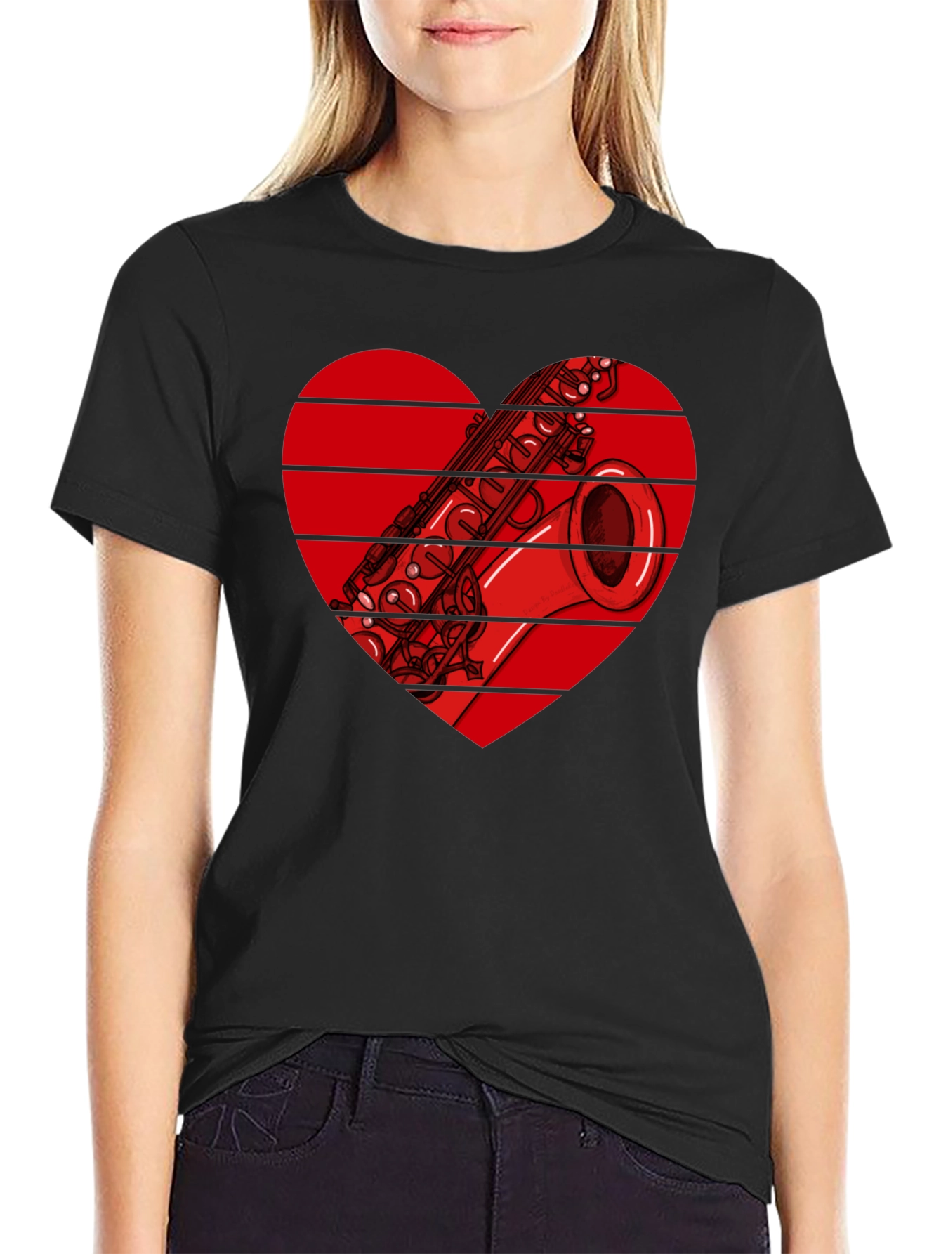 Saxophone Heart Graphic T-Shirt