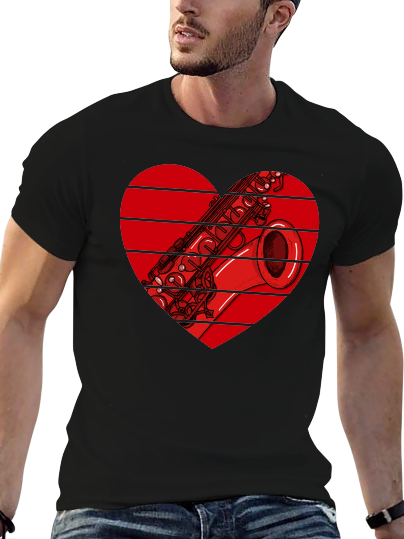 Saxophone Heart Graphic T-Shirt