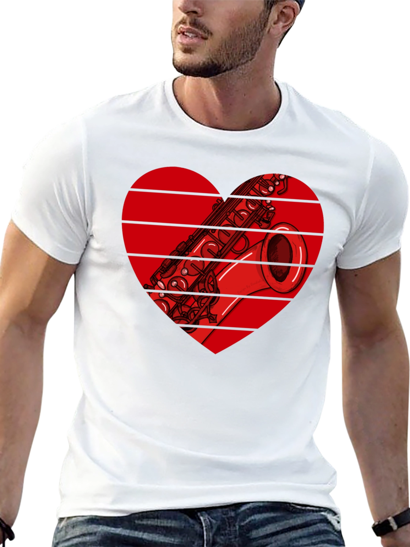 Saxophone Heart Graphic T-Shirt