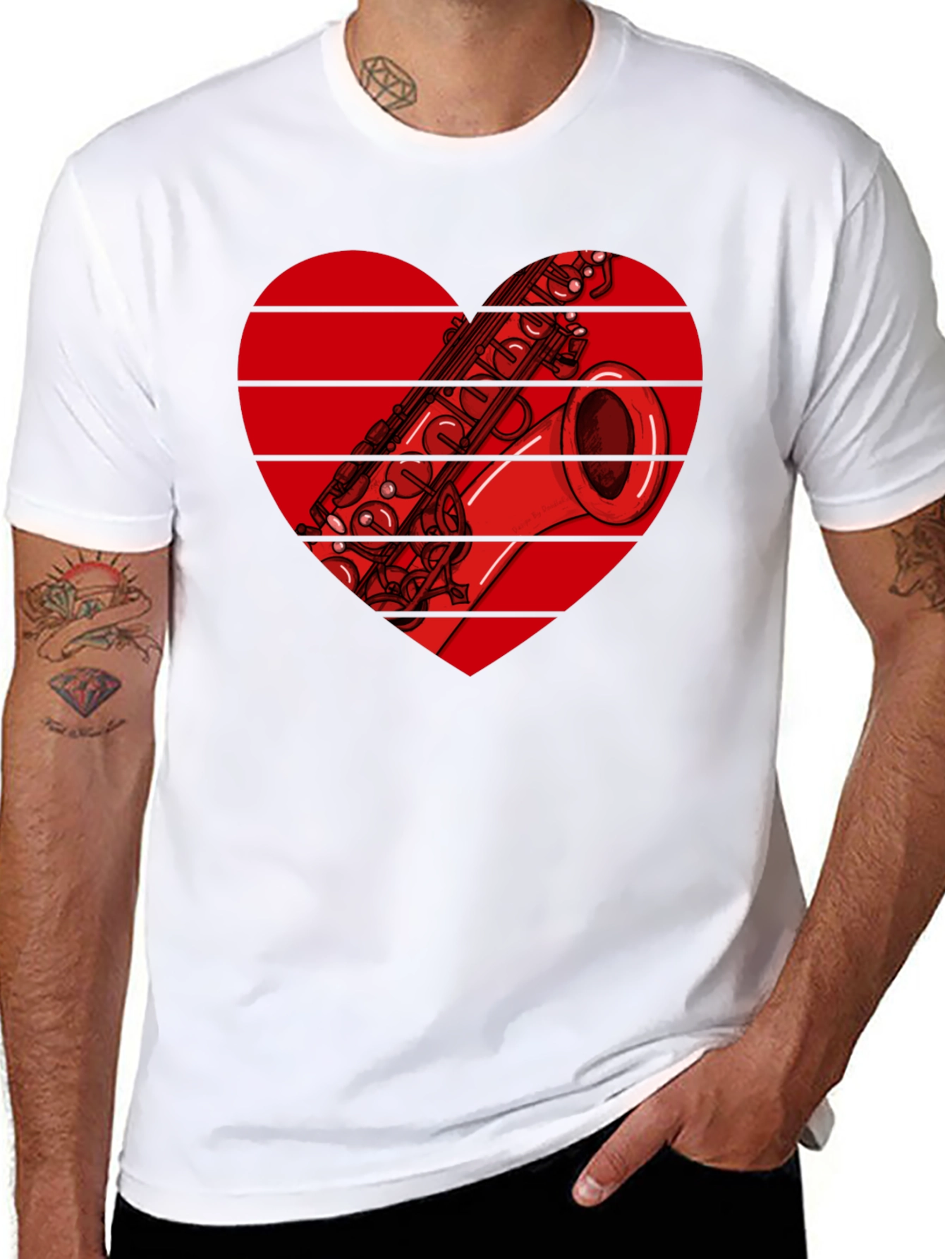 Saxophone Heart Graphic T-Shirt