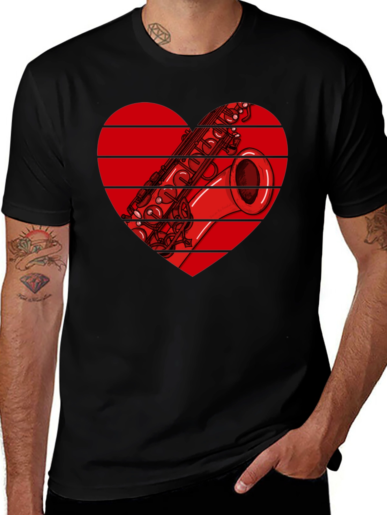 Saxophone Heart Graphic T-Shirt