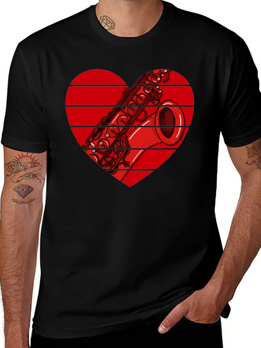Saxophone Heart Graphic T-Shirt