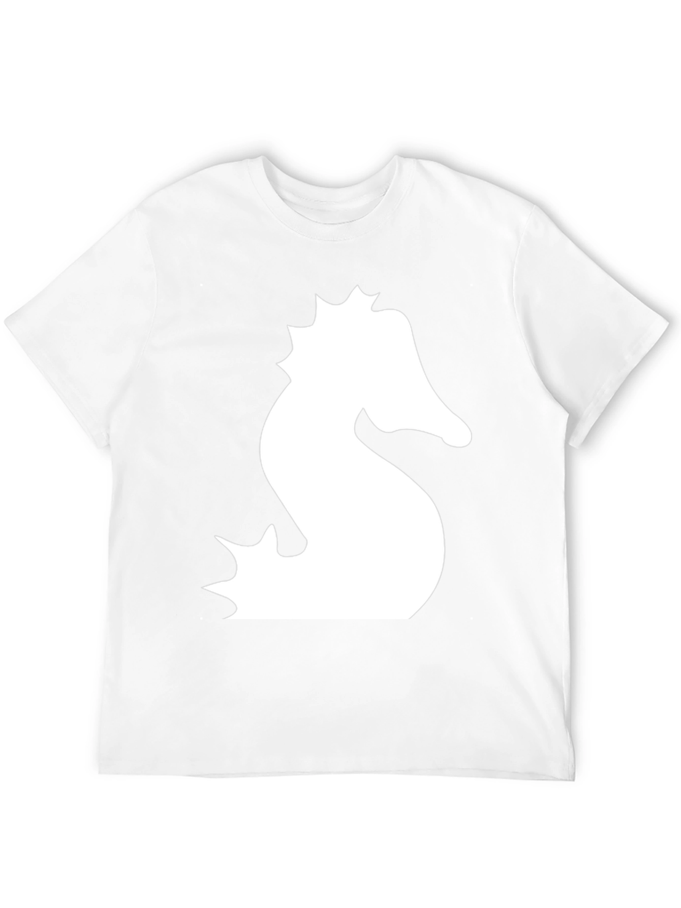 Black T-Shirt with White Seahorse Graphic