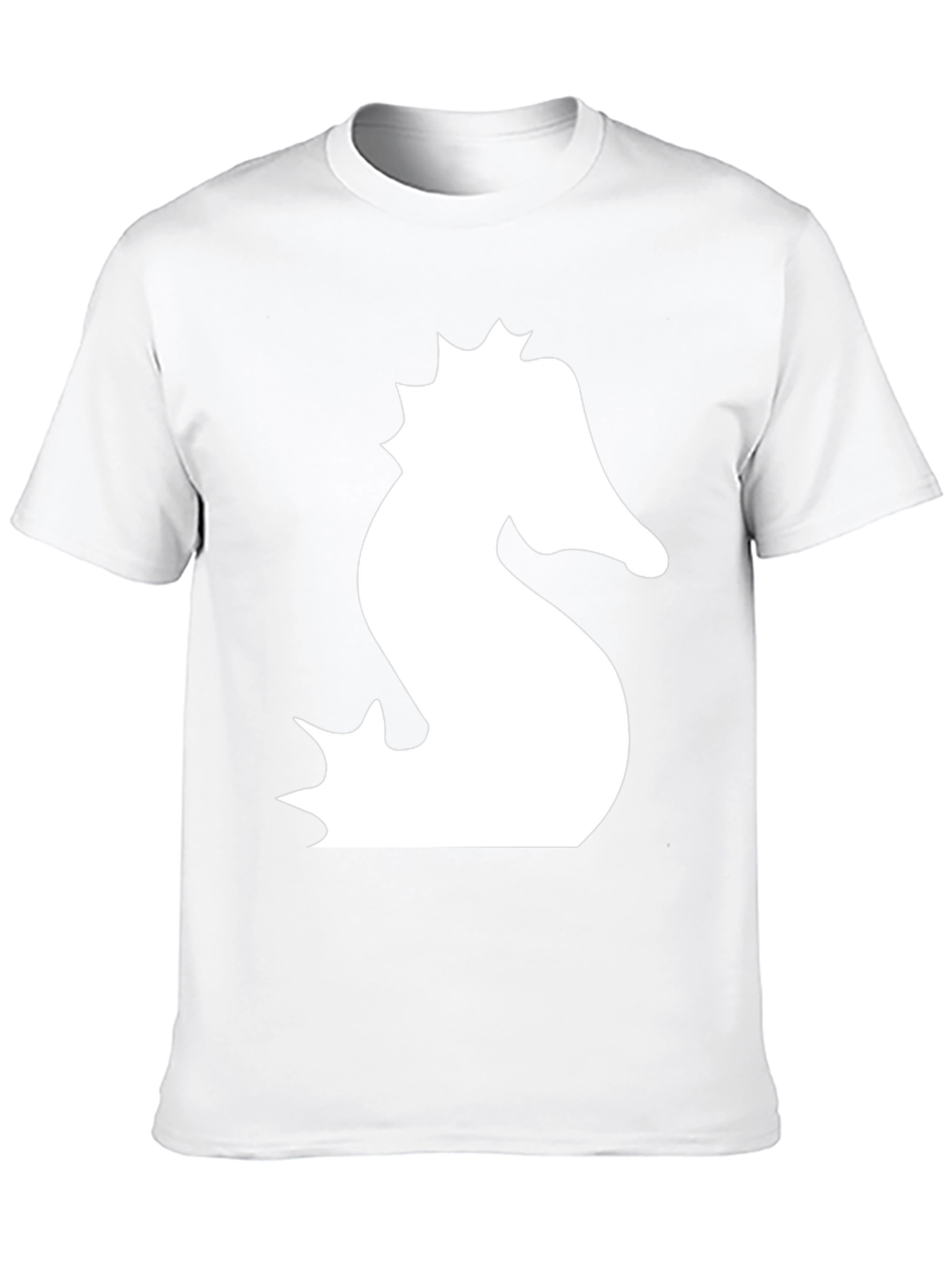 Black T-Shirt with White Seahorse Graphic
