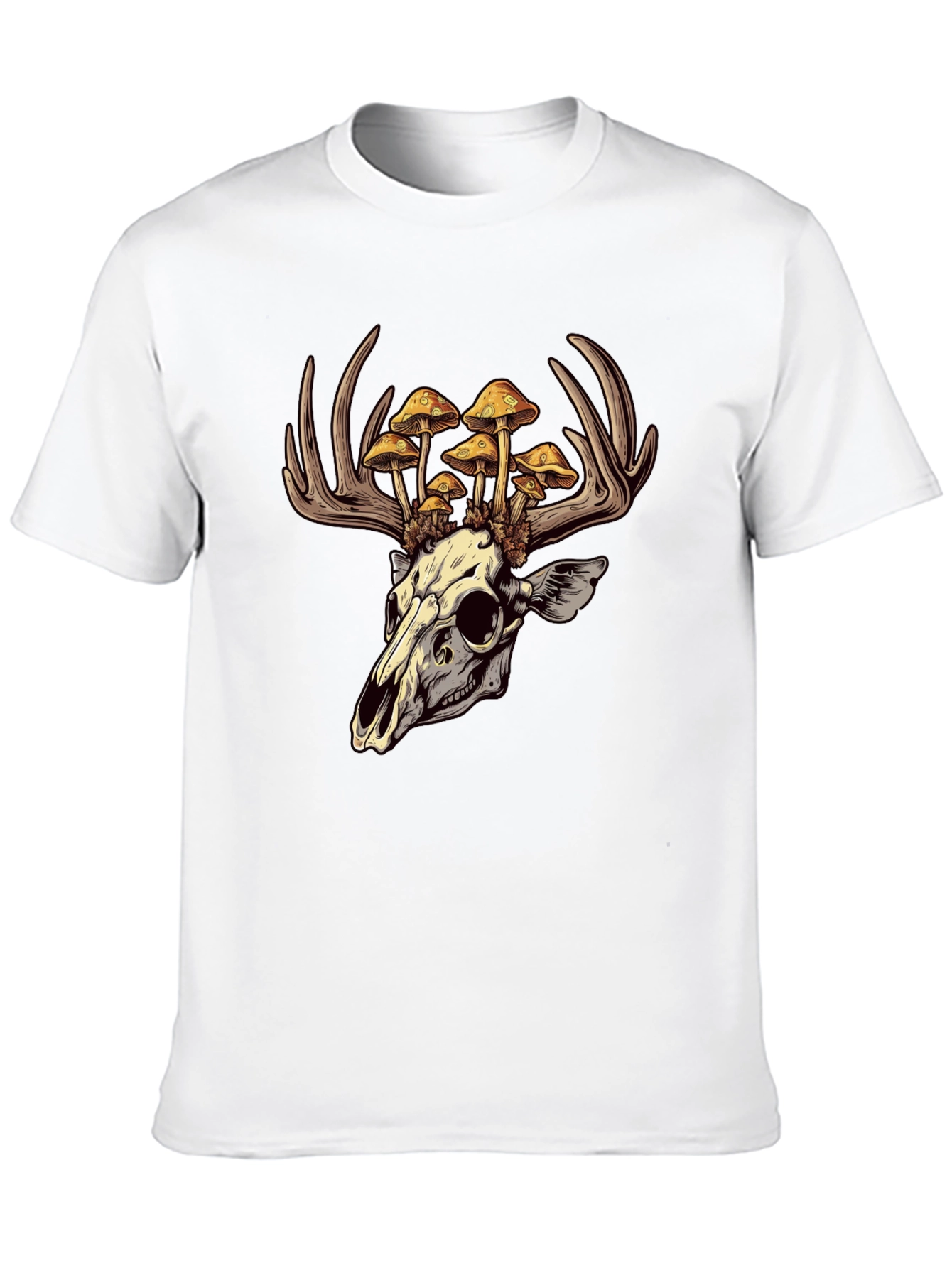 Skull & Mushroom Antlers Graphic T-Shirt