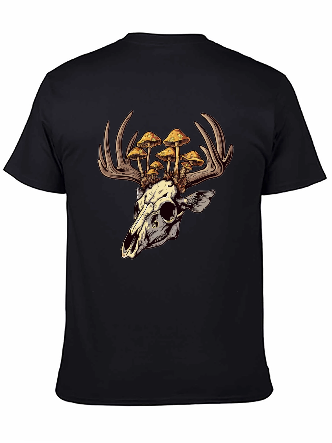 Skull & Mushroom Antlers Graphic T-Shirt