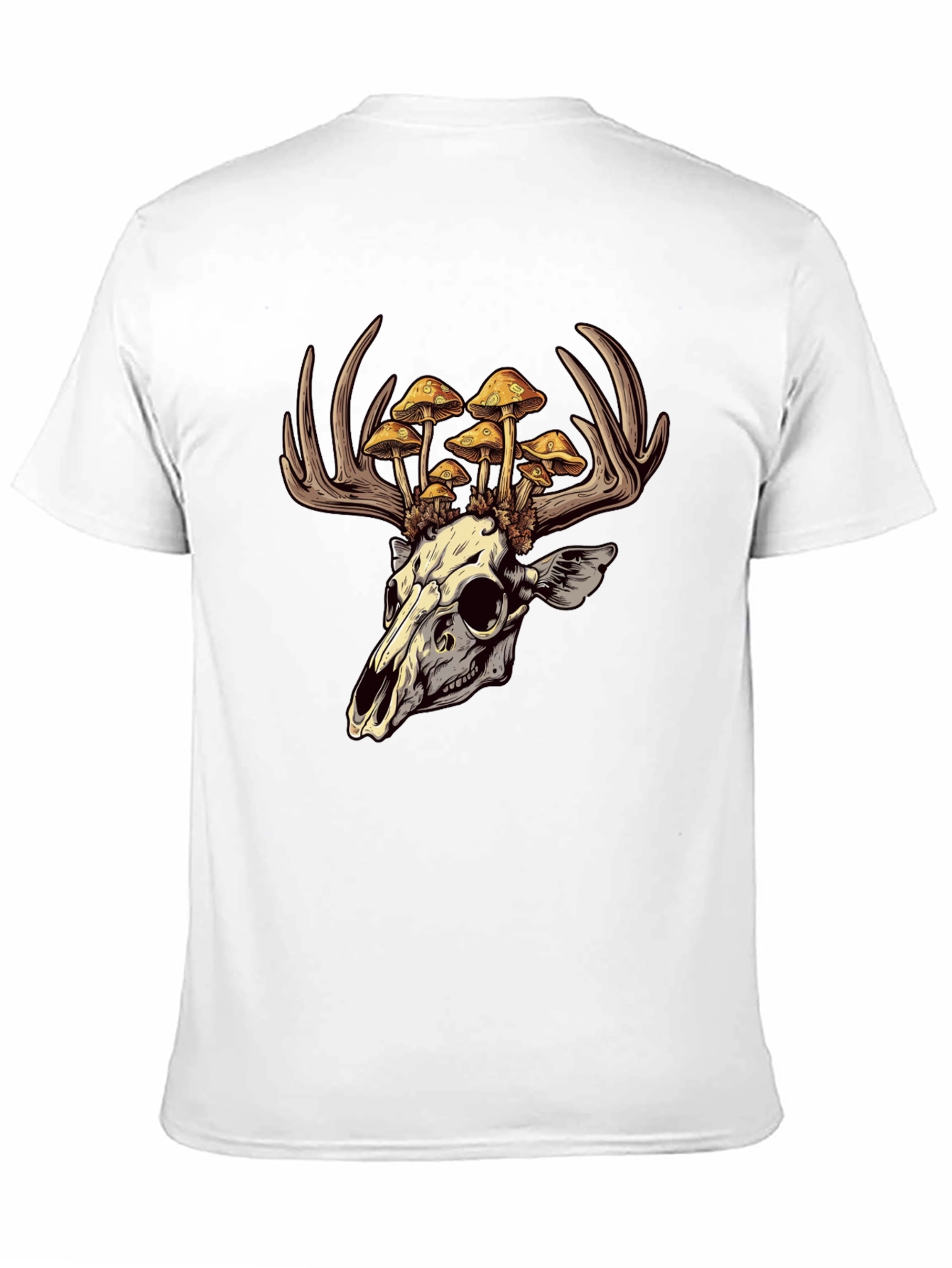 Skull & Mushroom Antlers Graphic T-Shirt