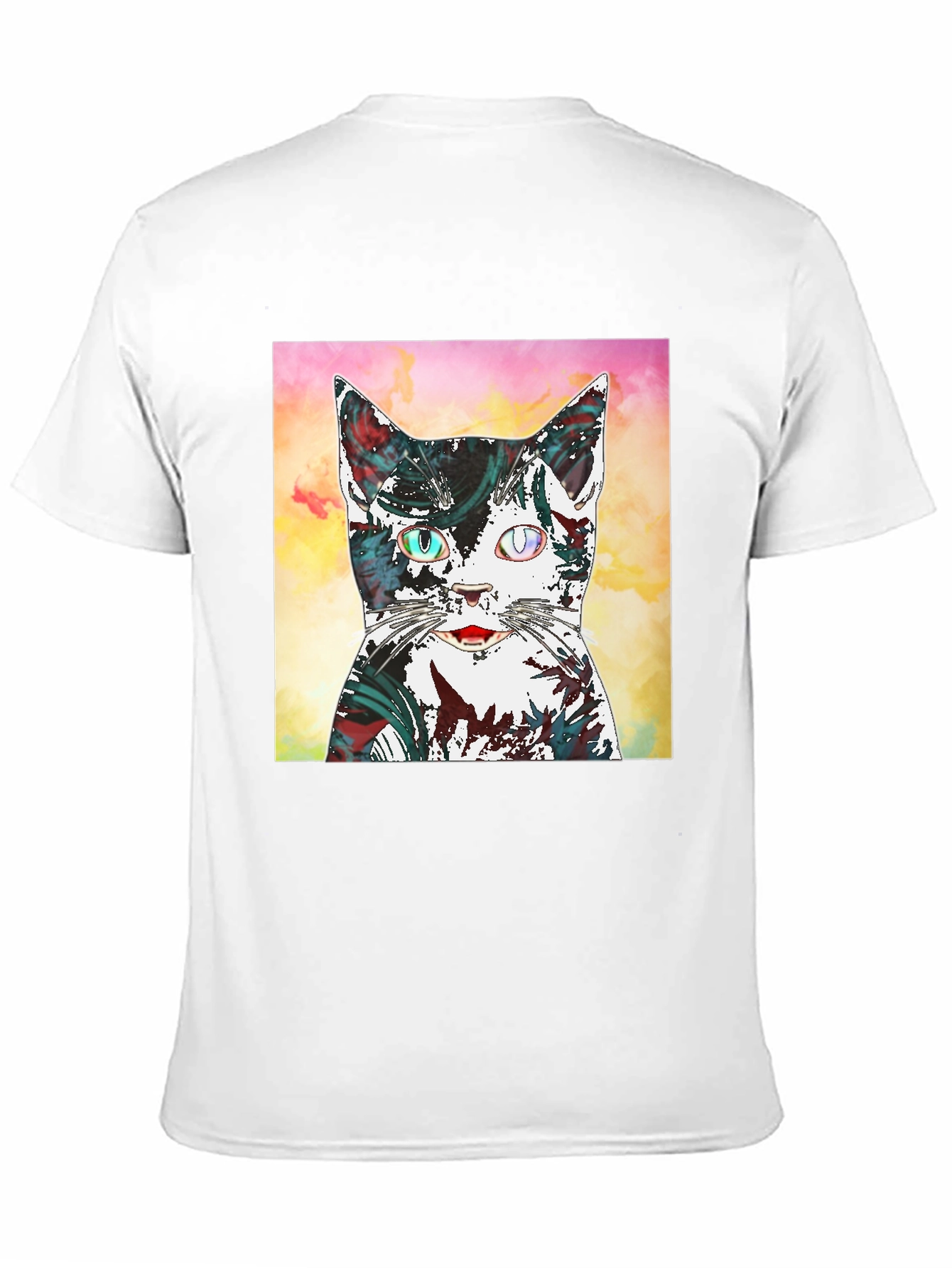 Abstract Cat Graphic Black T-Shirt