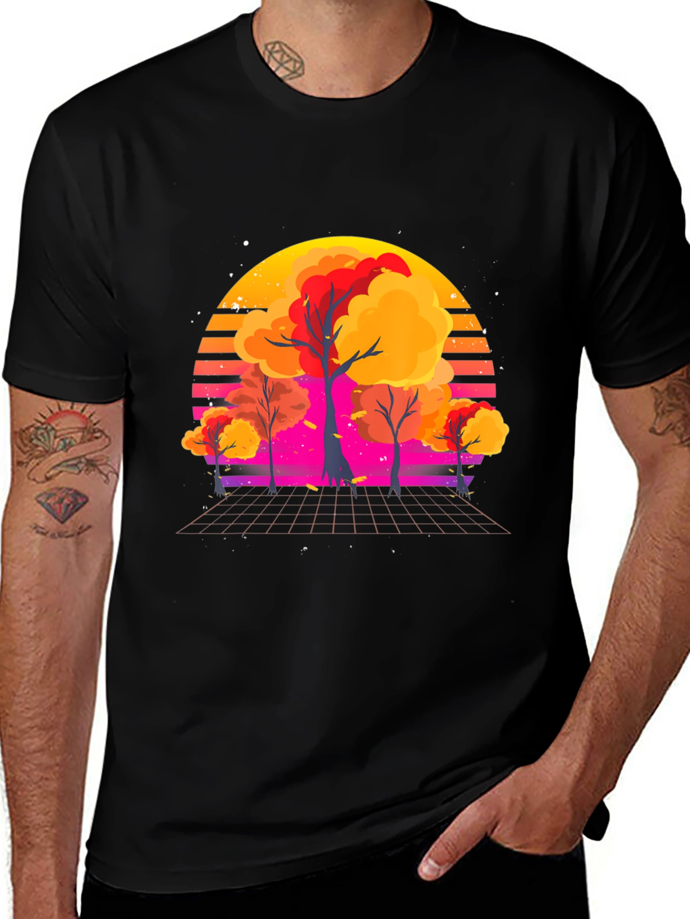 Retro Sunset Trees Graphic Tee