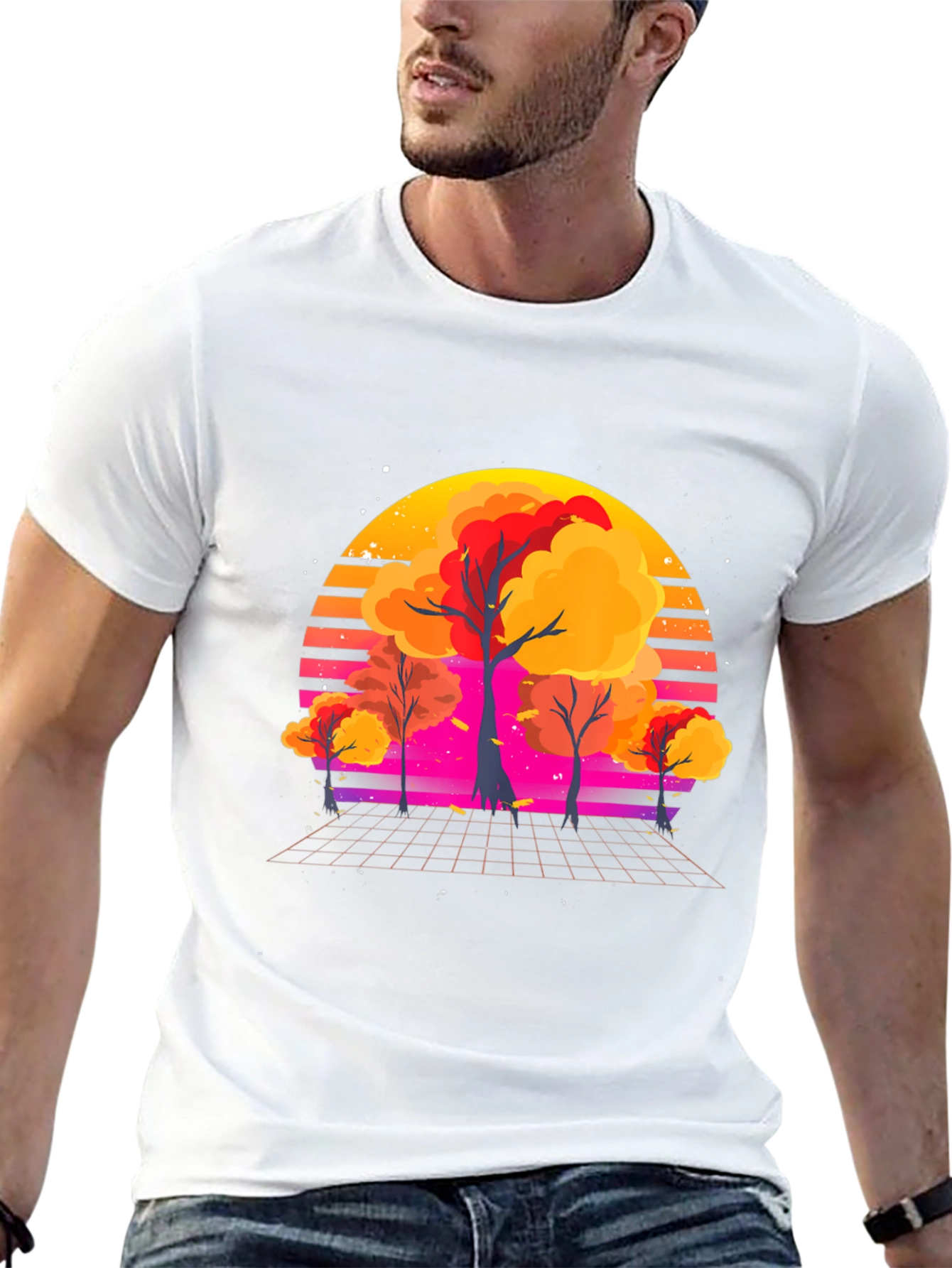 Retro Sunset Trees Graphic Tee
