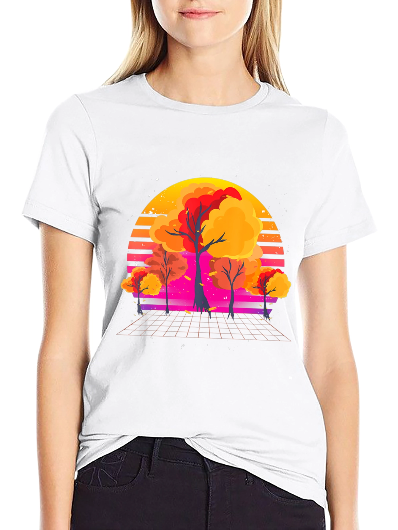Retro Sunset Trees Graphic Tee