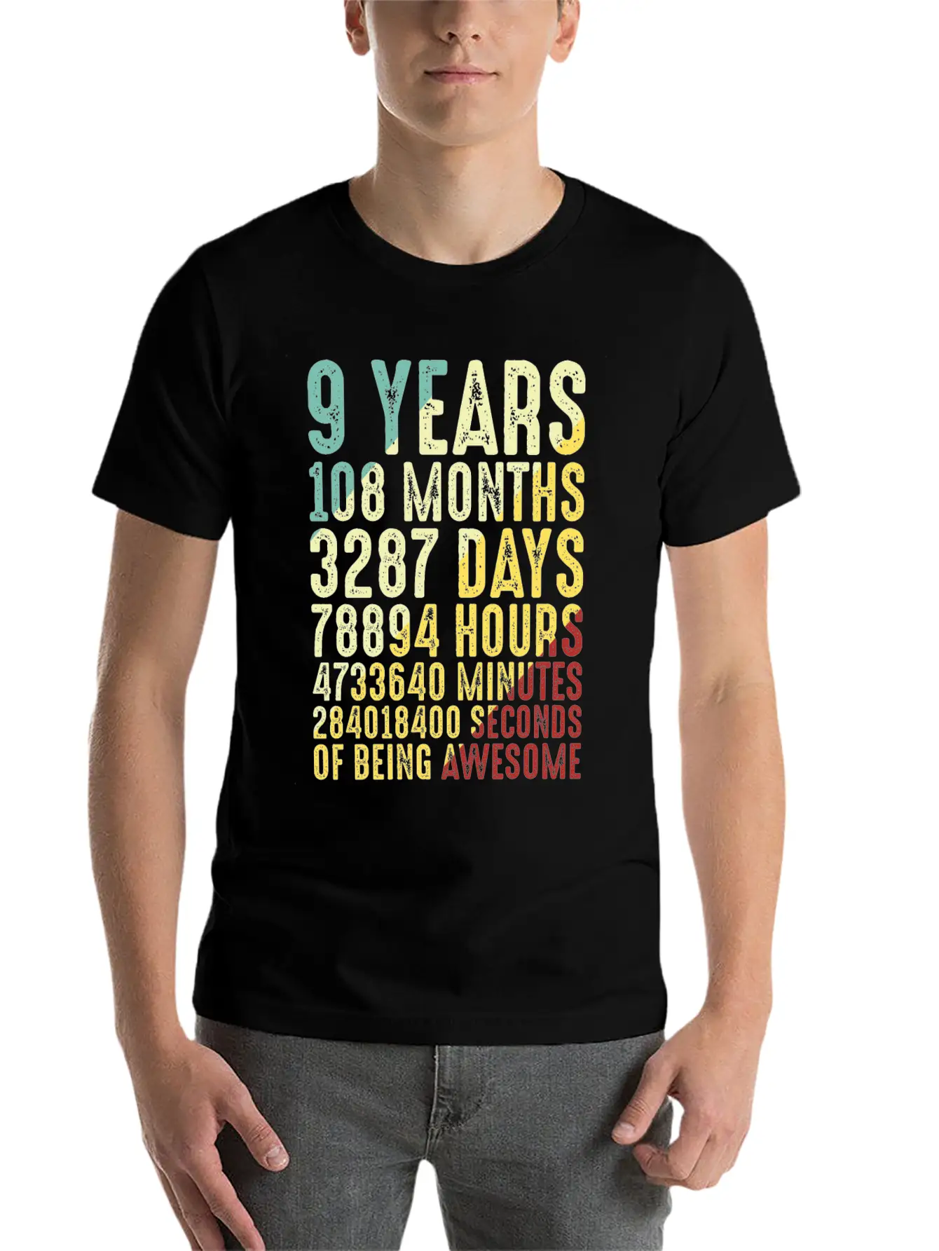 9 Years Old 9th Birthday Vintage Retro Lightweight Cotton T-Shirt – Daily Comfort Graphic Shirt