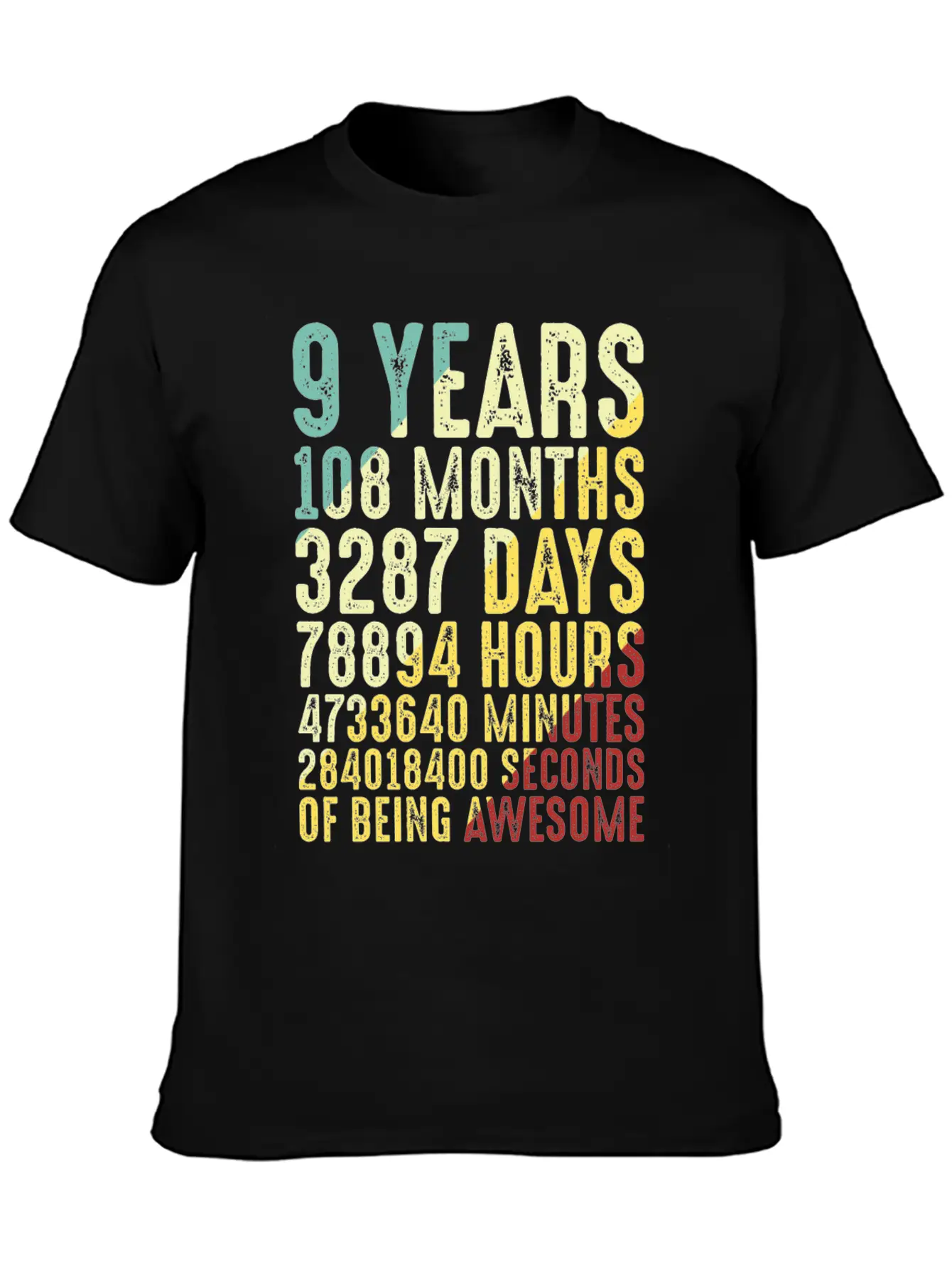 9 Years Old 9th Birthday Vintage Retro Lightweight Cotton T-Shirt – Daily Comfort Graphic Shirt