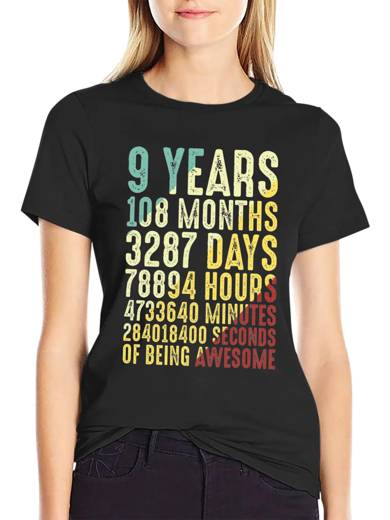 9 Years Old 9th Birthday Vintage Retro Lightweight Cotton T-Shirt – Daily Comfort Graphic Shirt