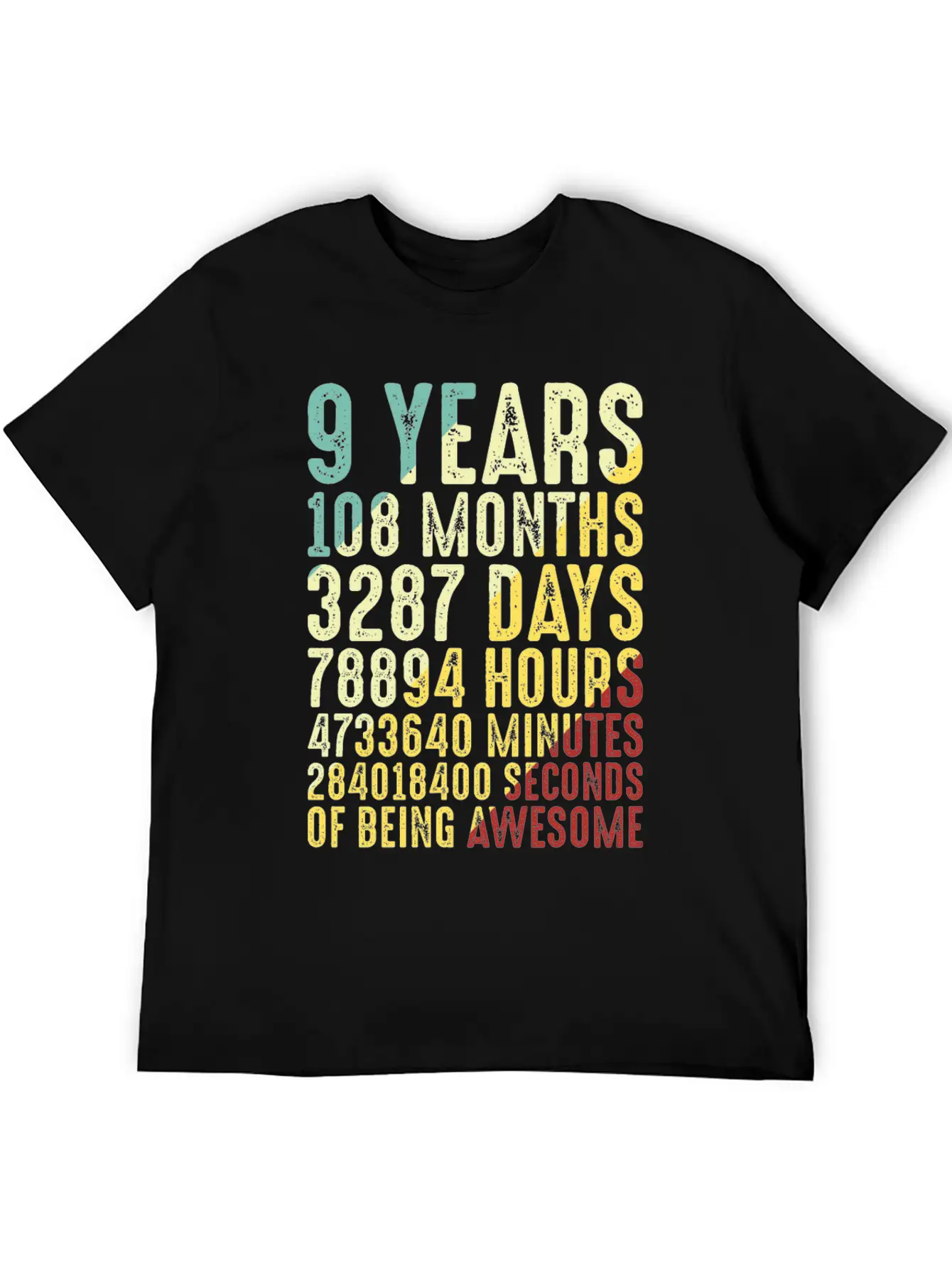 9 Years Old 9th Birthday Vintage Retro Lightweight Cotton T-Shirt – Daily Comfort Graphic Shirt