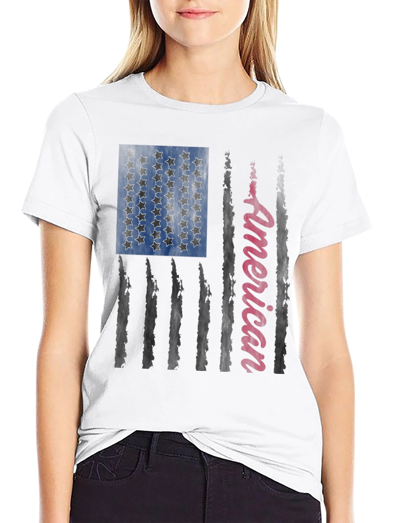 American Flag Graphic Print Tee