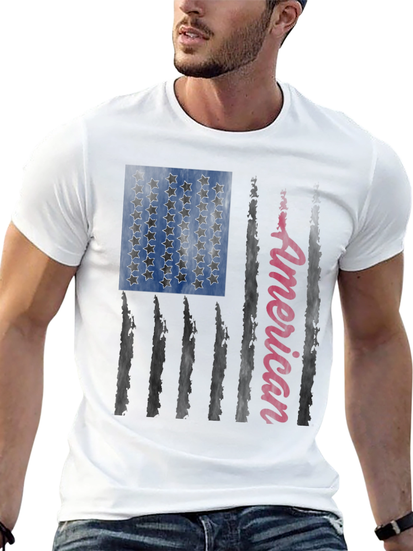 American Flag Graphic Print Tee