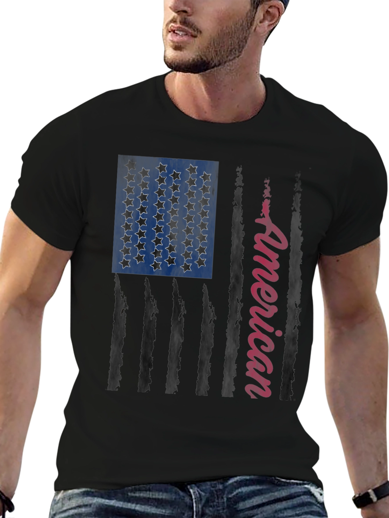 American Flag Graphic Print Tee