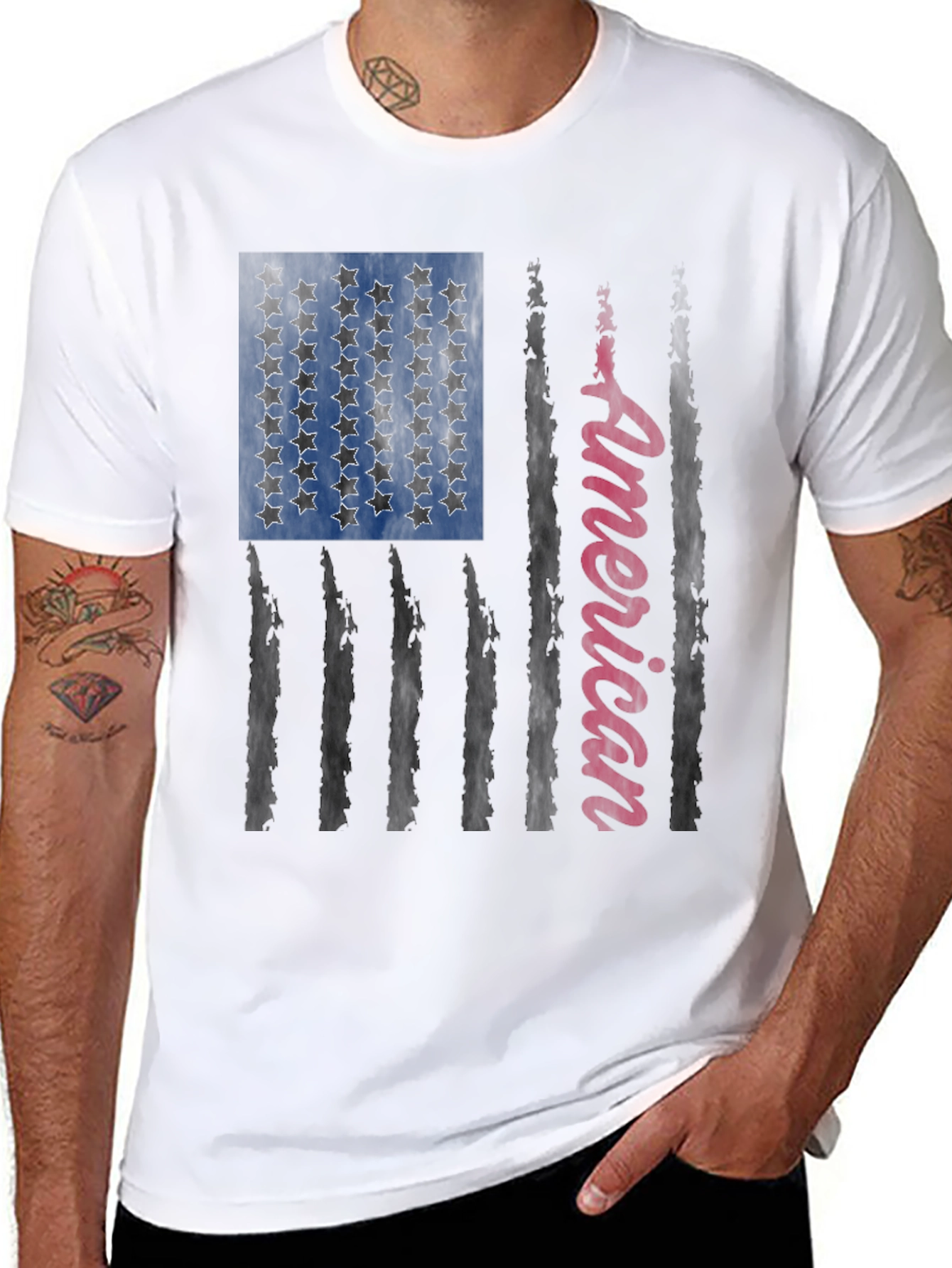 American Flag Graphic Print Tee