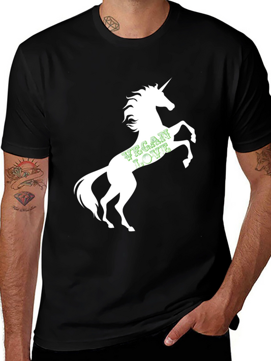 Vegan Love Unicorn Black T-Shirt