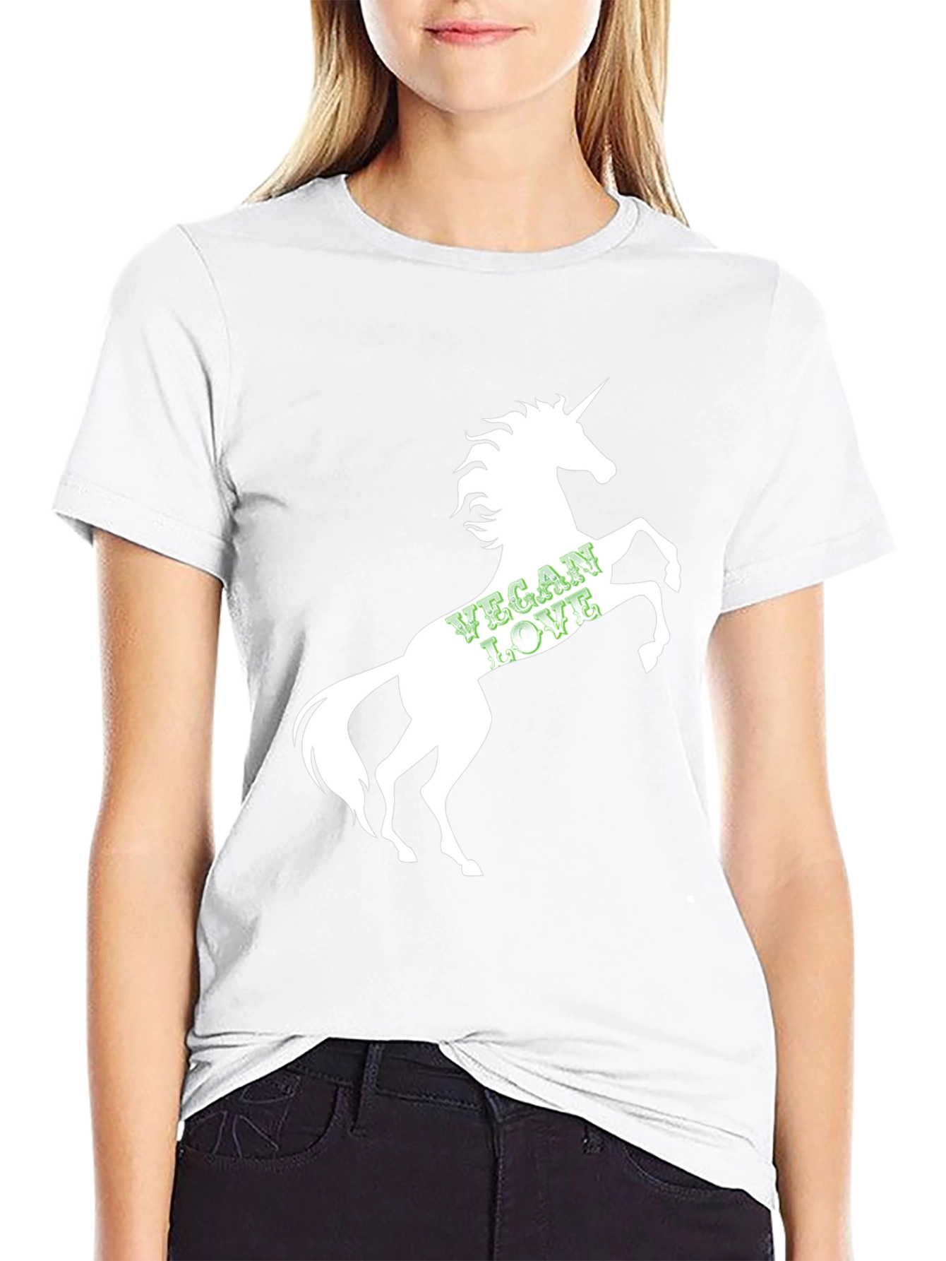 Vegan Love Unicorn Black T-Shirt