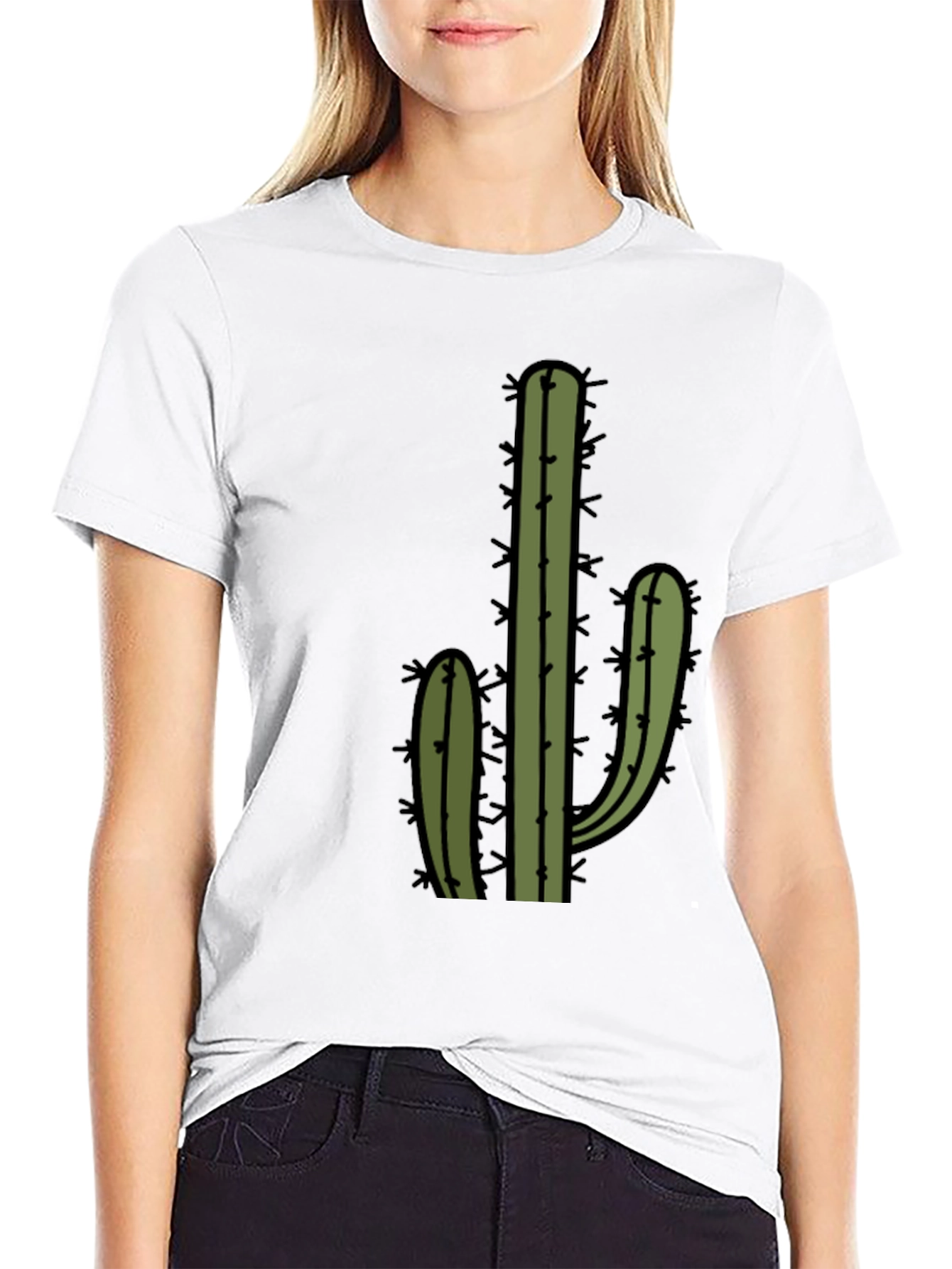 Cactus Graphic Tee - Black Cotton Blend Casual Wear