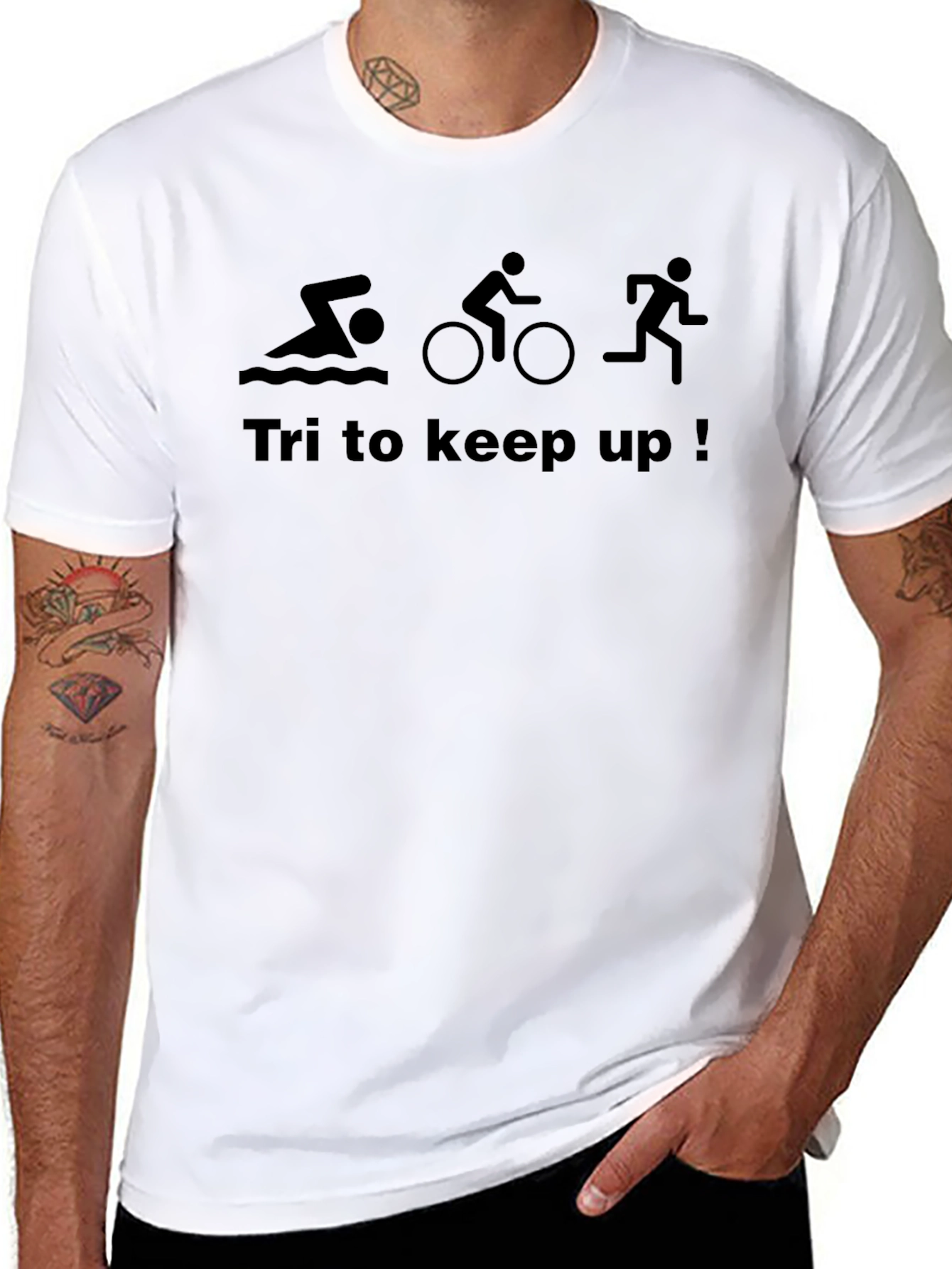 Tri to Keep Up! Black Triathlon T-Shirt