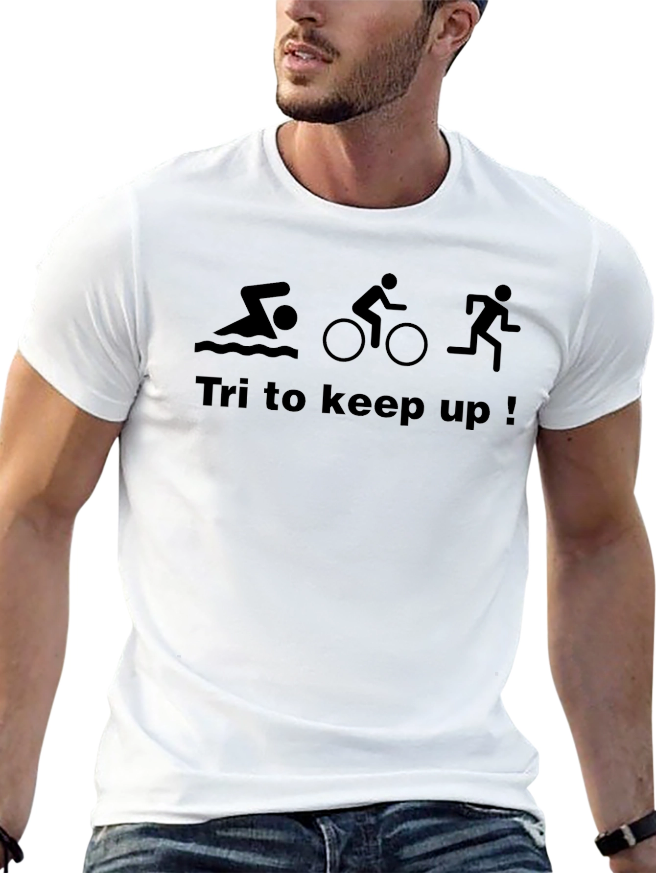 Tri to Keep Up! Black Triathlon T-Shirt