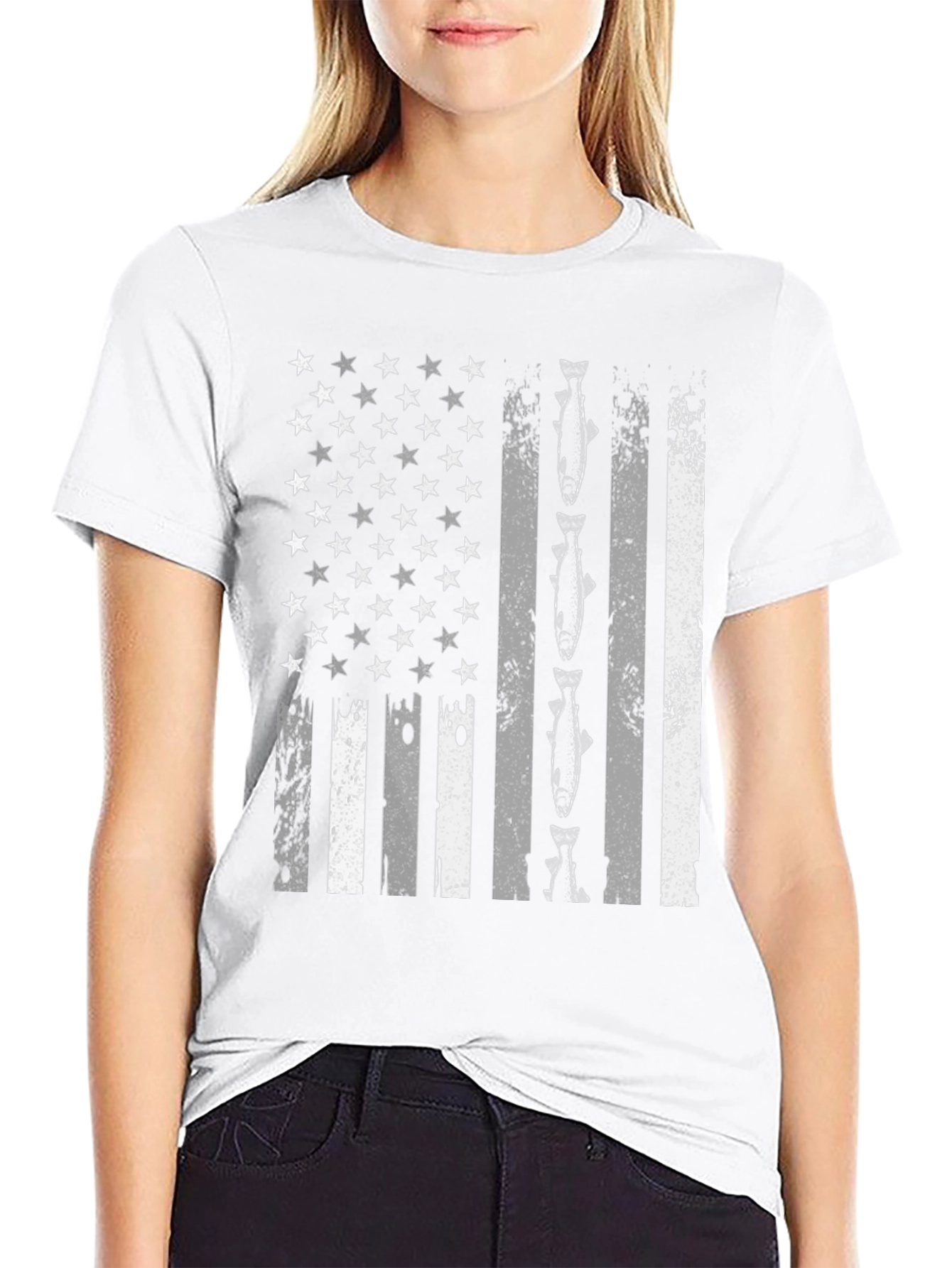 American Flag Fish T-Shirt - Patriotic Angler Style