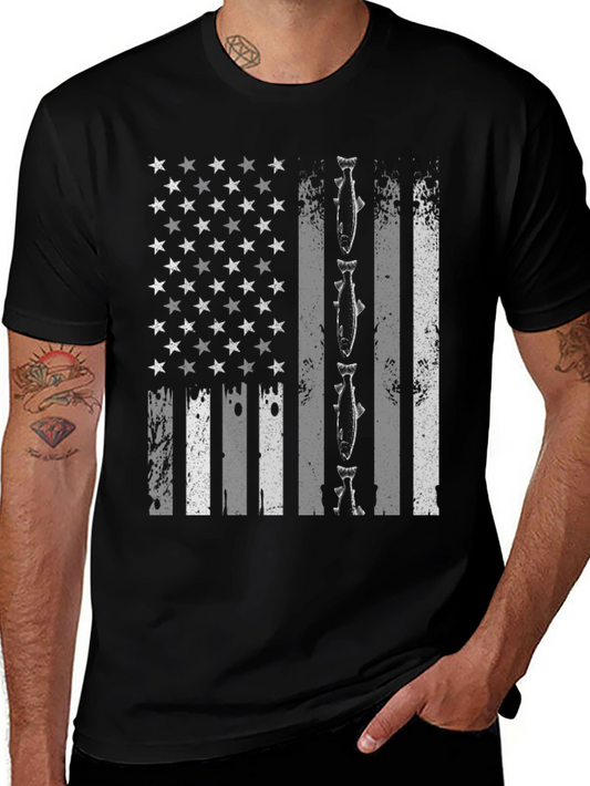 American Flag Fish T-Shirt - Patriotic Angler Style